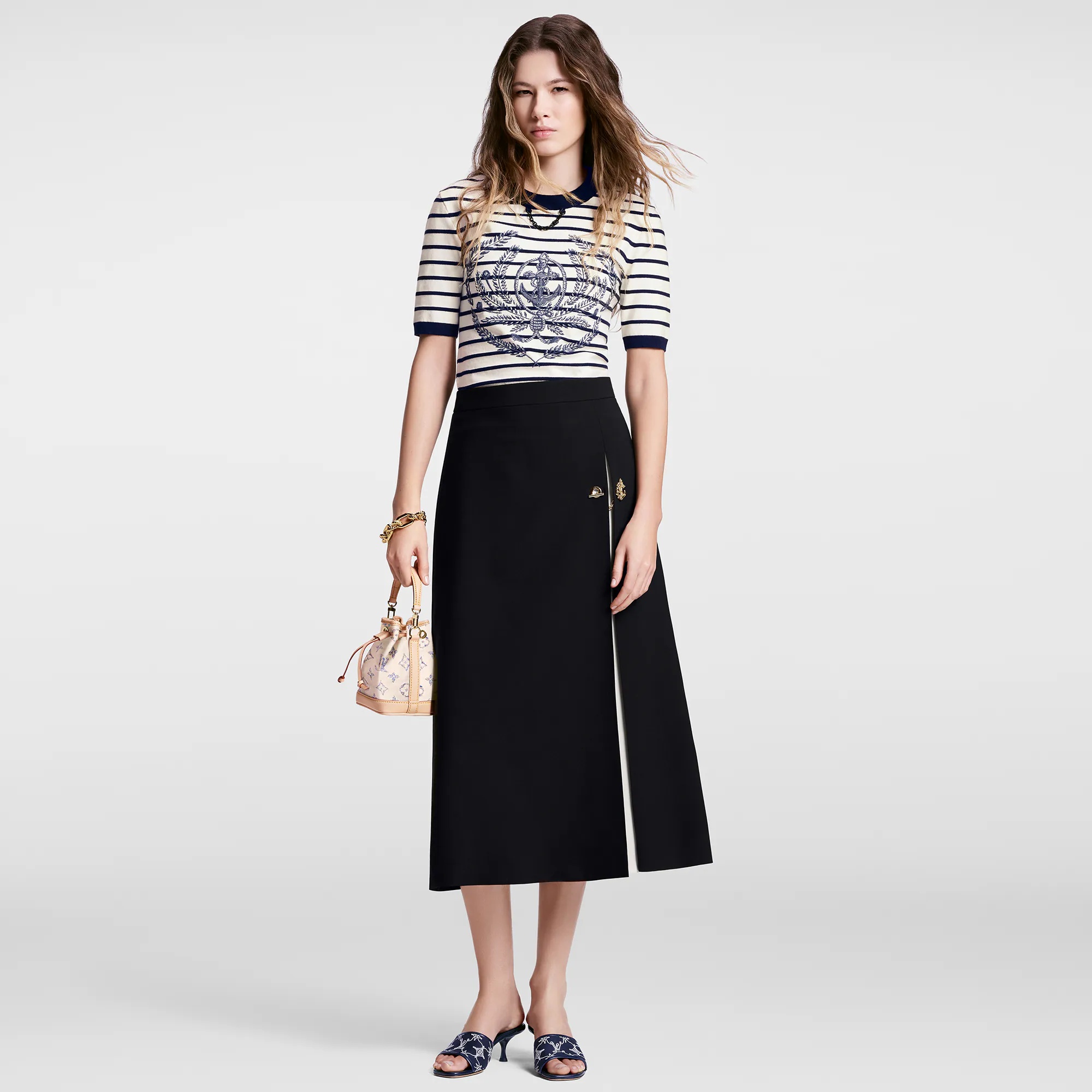 Graphic Box Pleat Maxi Skirt - 4