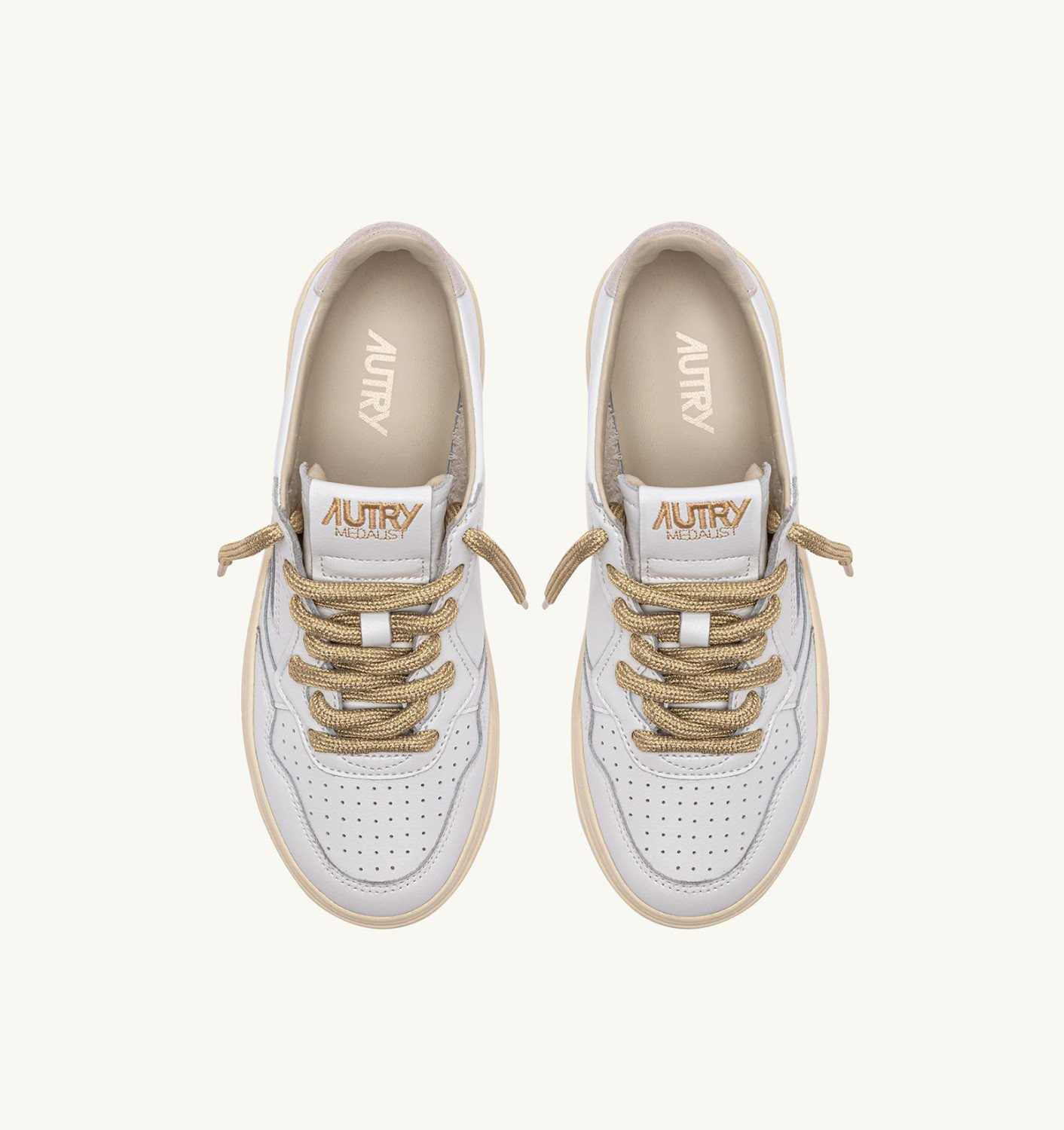 MEDALIST LOW SNEAKERS IN WHITE LEATHER AND DETAILS IN GOLD LUREX - 5