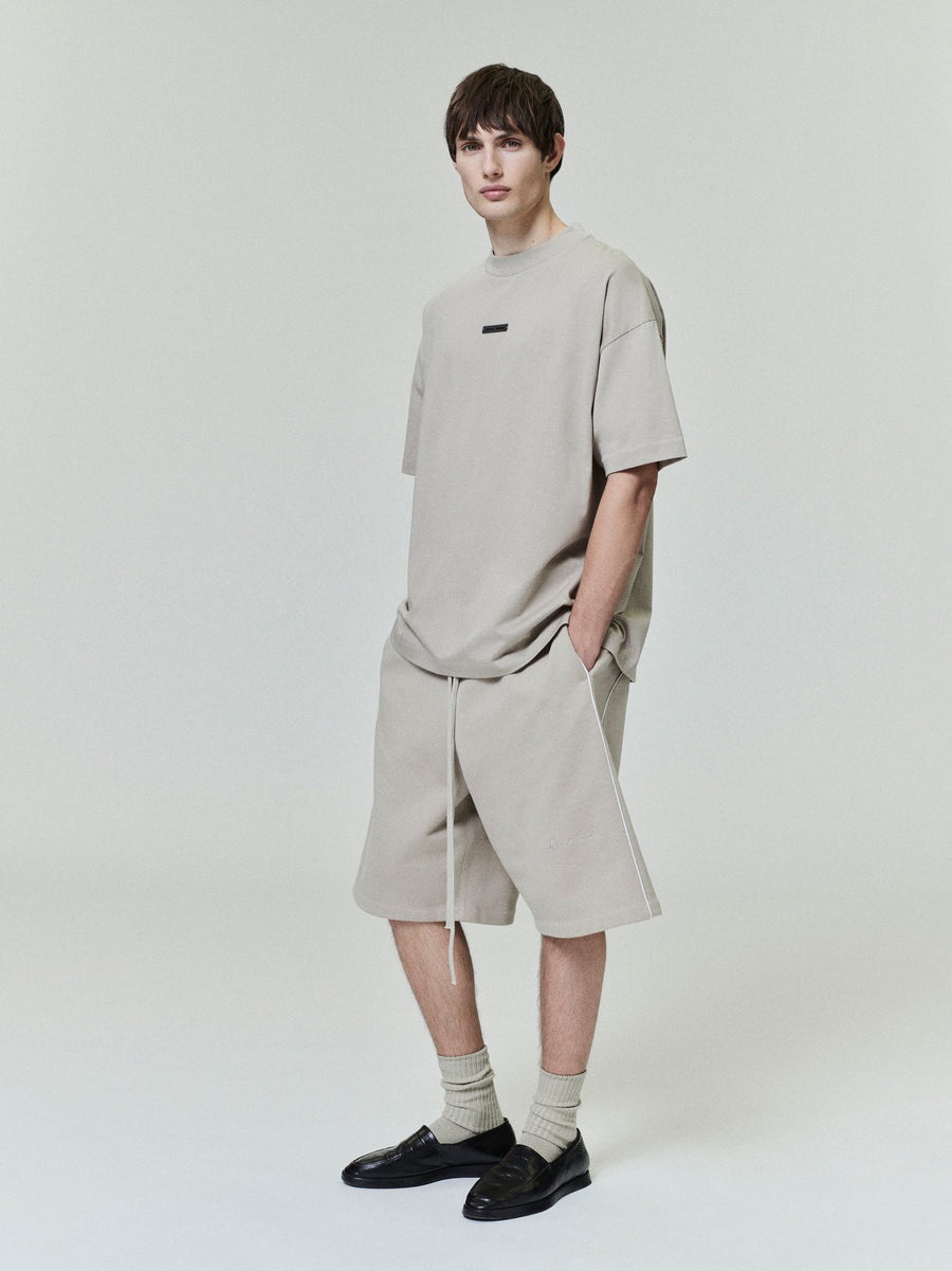 Relaxed Fleece Sweatshort With Piping - 2