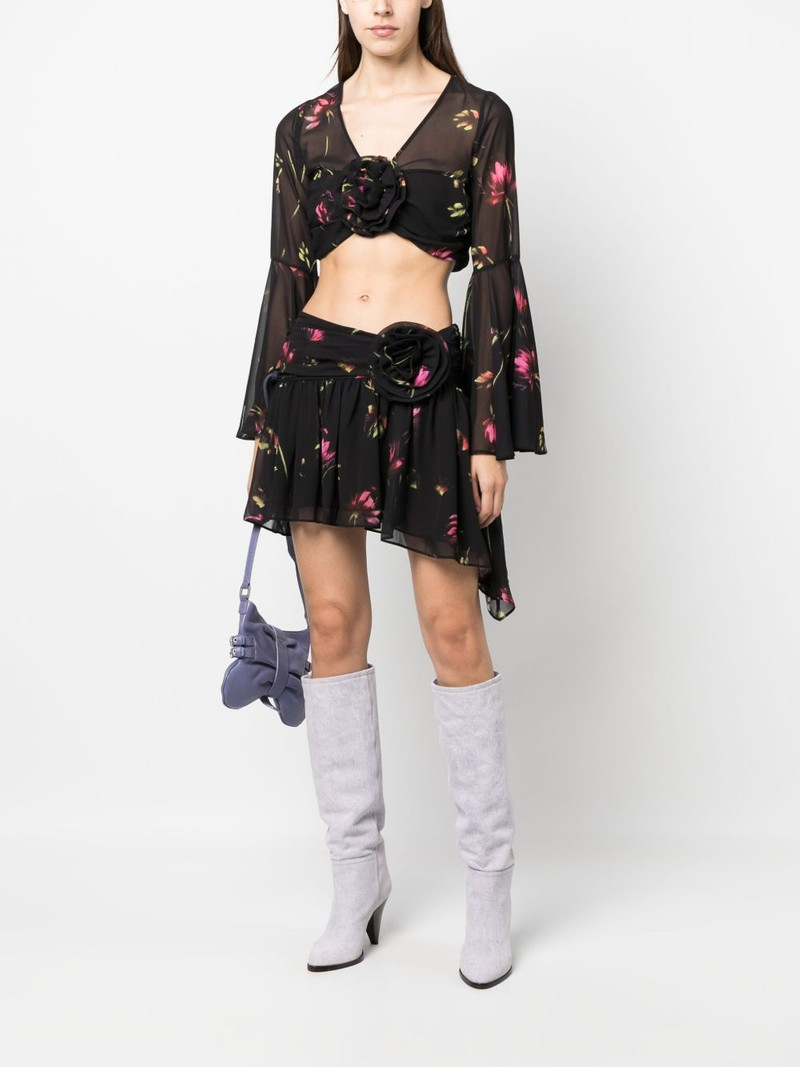 ROTATE semi-sheer floral-print cropped blouse outlook