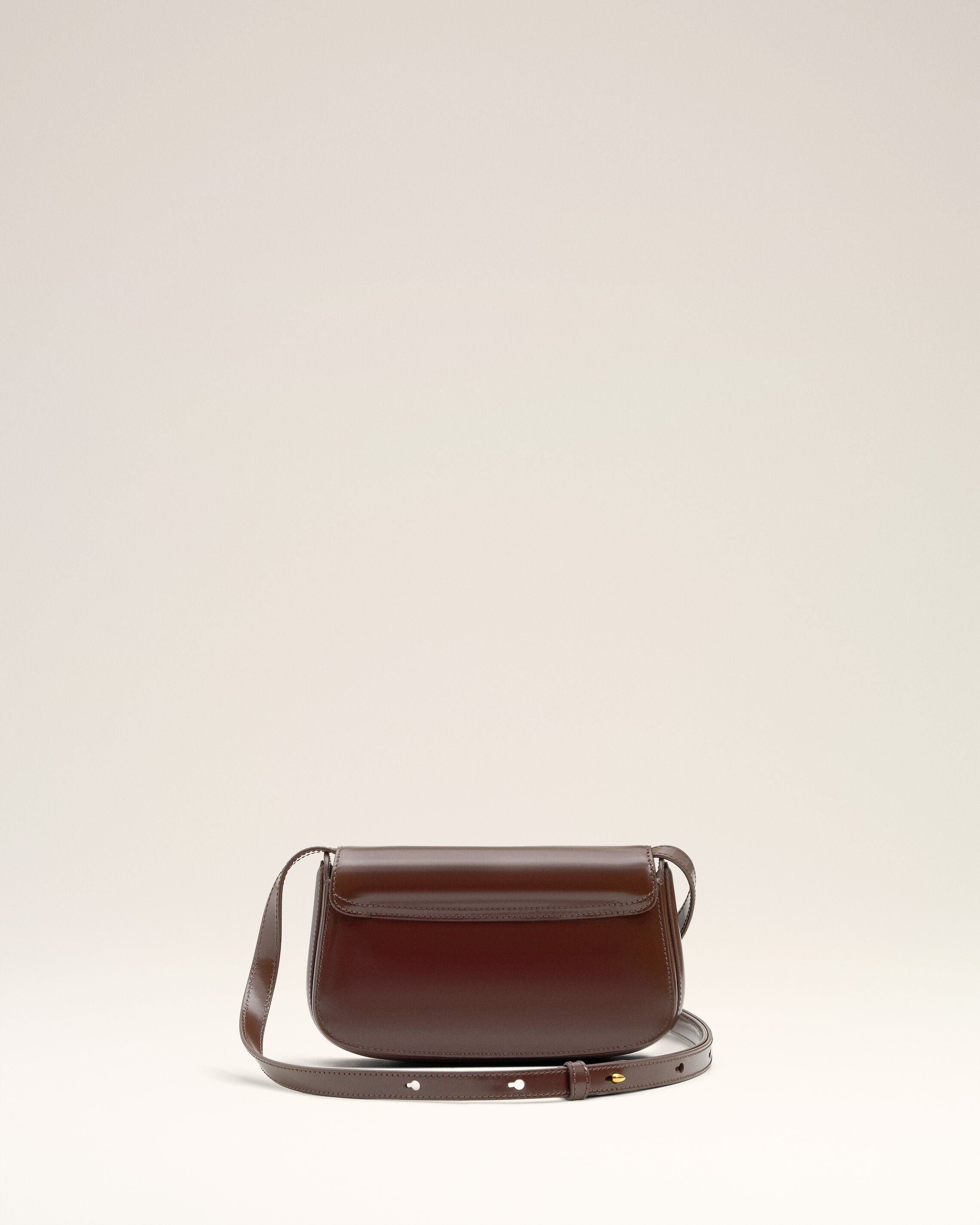 BURGUNDY GLAZED LEATHER SMALL CROSSBODY PARIS PARIS BAG - 4