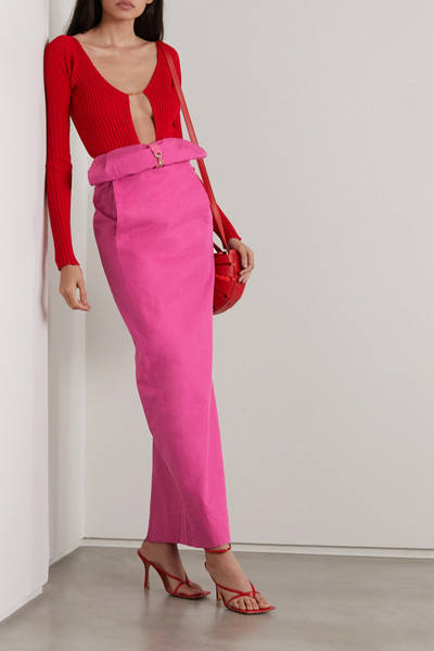 JACQUEMUS Terra layered linen maxi skirt outlook