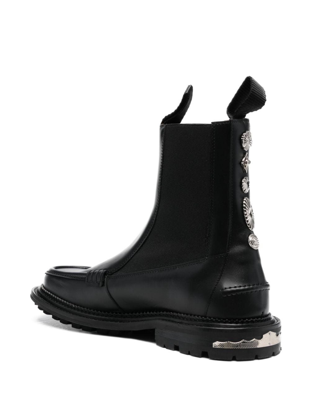 charm-detail ankle leather boots - 3