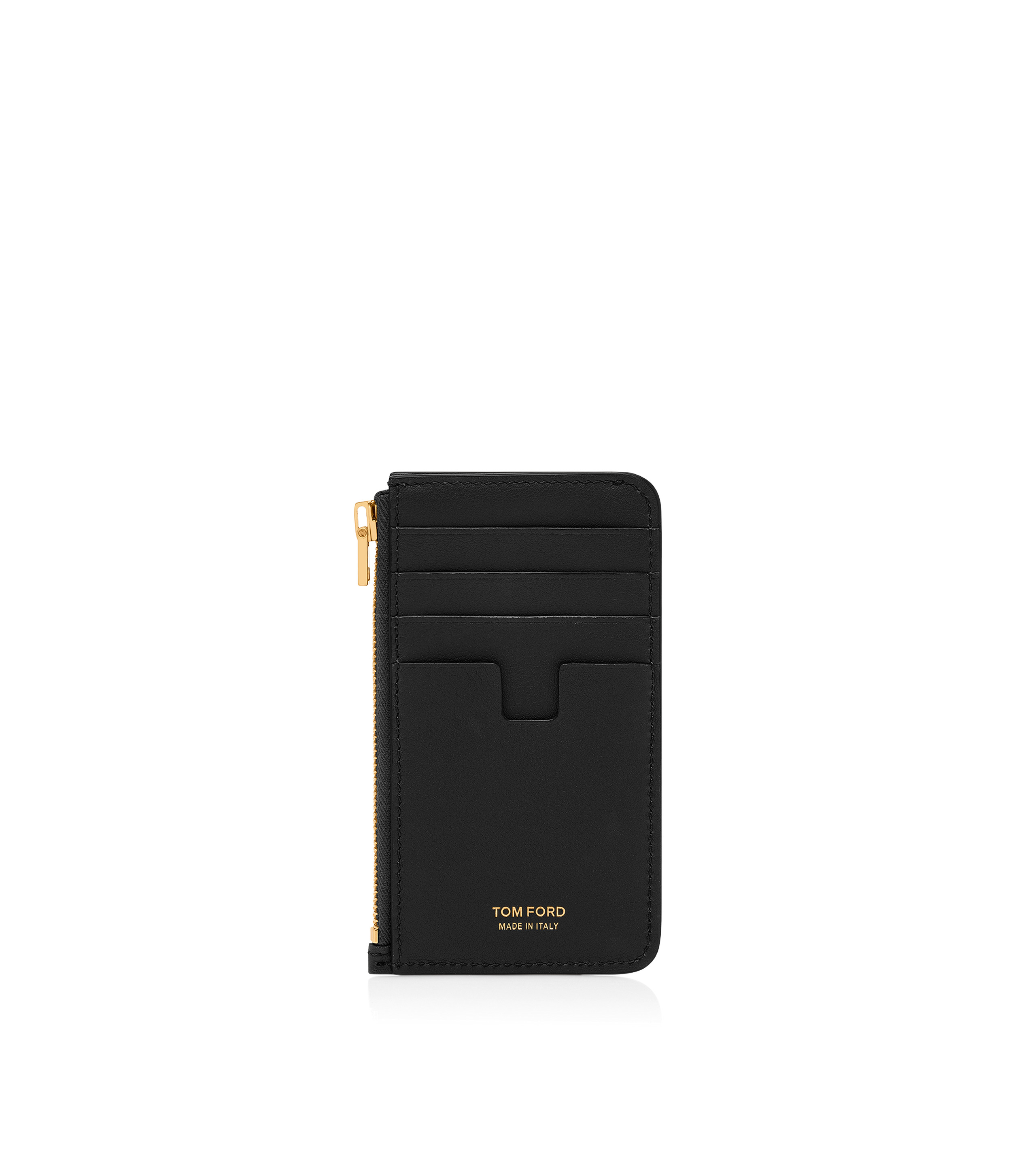 NATURAL GRAIN LEATHER PADLOCK ZIPPED CARD HOLDER - 2
