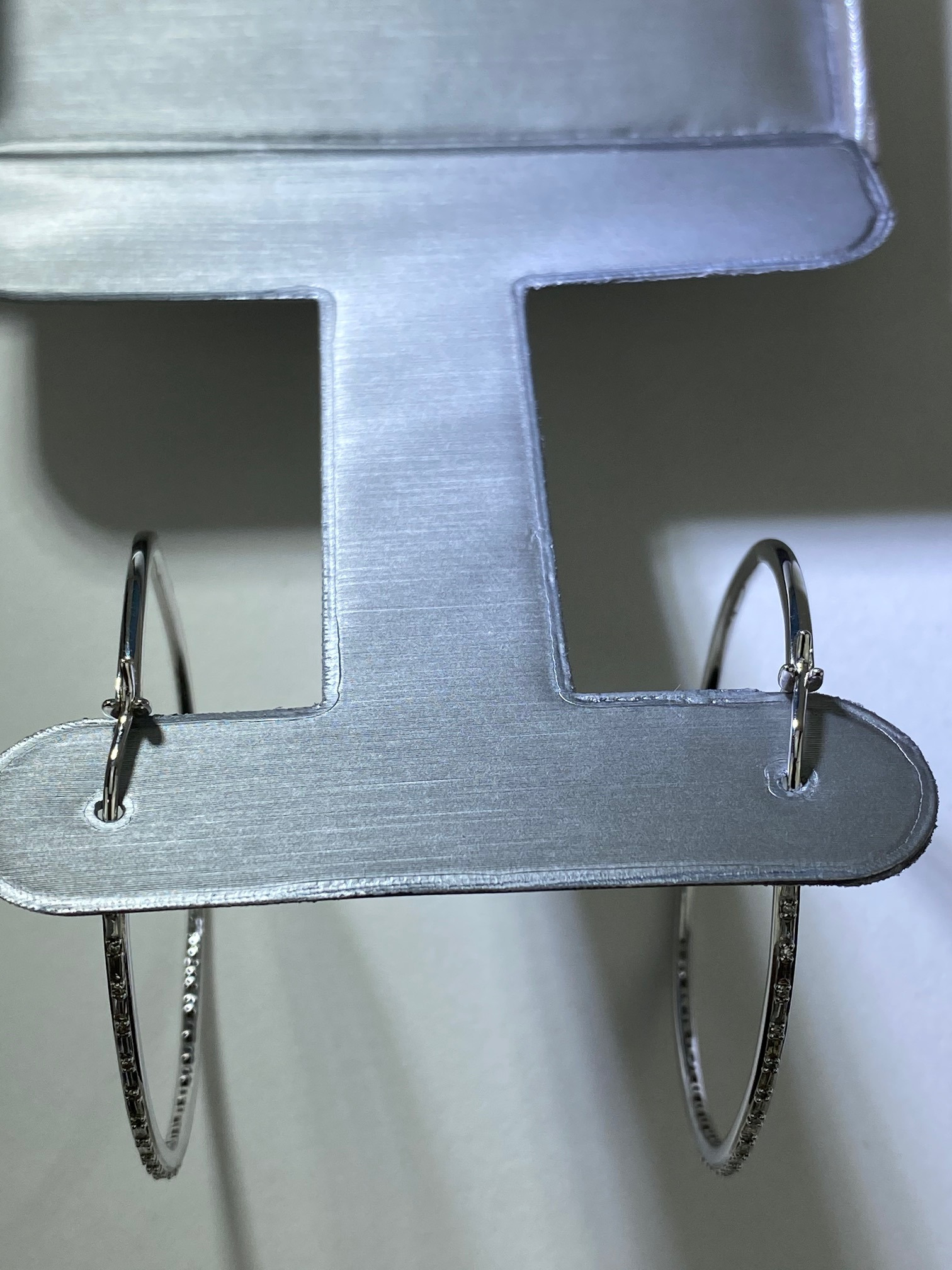Zales - Zales 1/2 CT. T.W. Baguette and Round Diamond Alternating Hoop Earrings in 10K White Gold New - 6