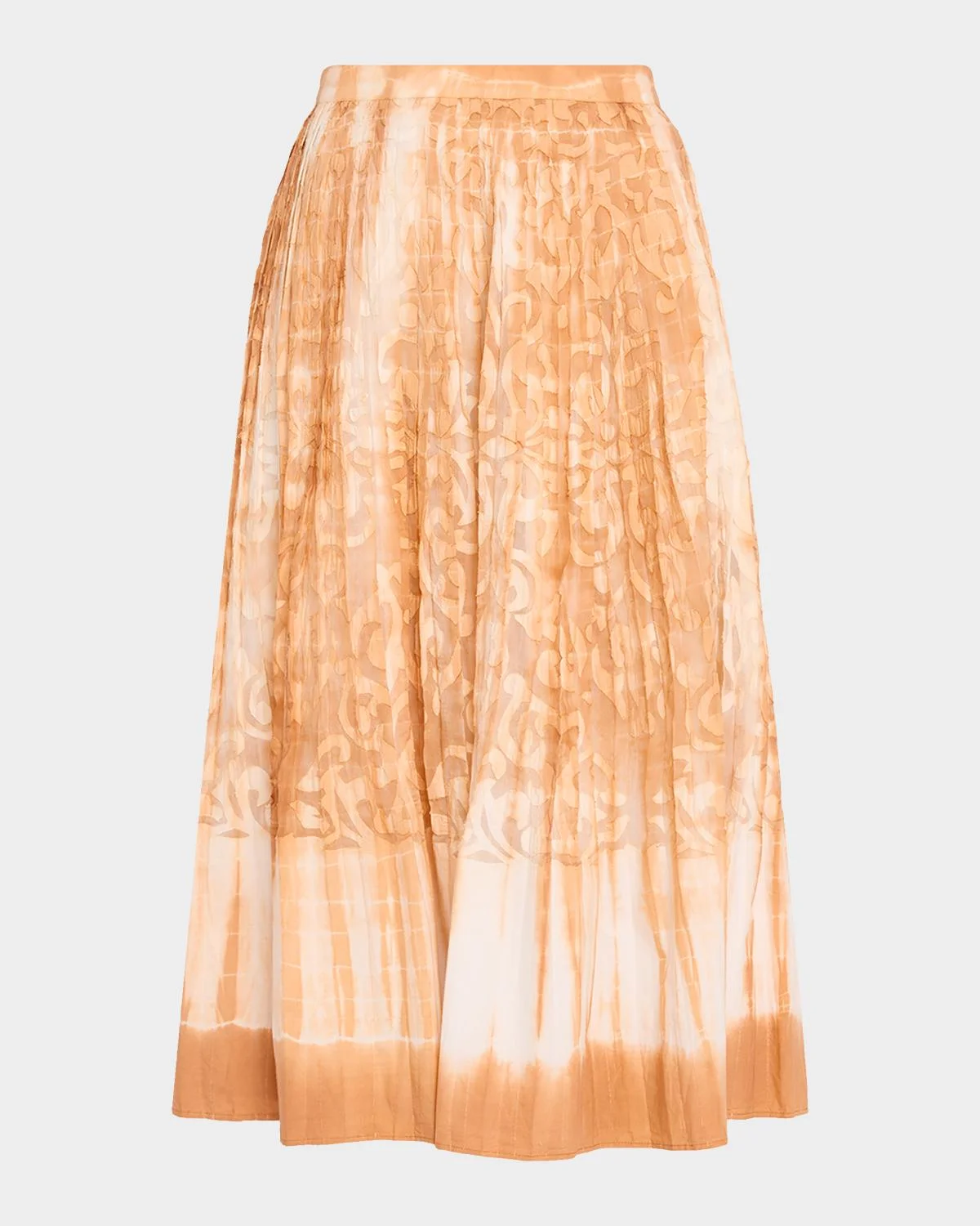 Andie Pleated Shibori-Print Burnout Midi Skirt - 1