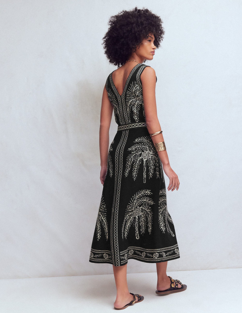 V Neck Jacquard Dress-Palm Jacquard 4