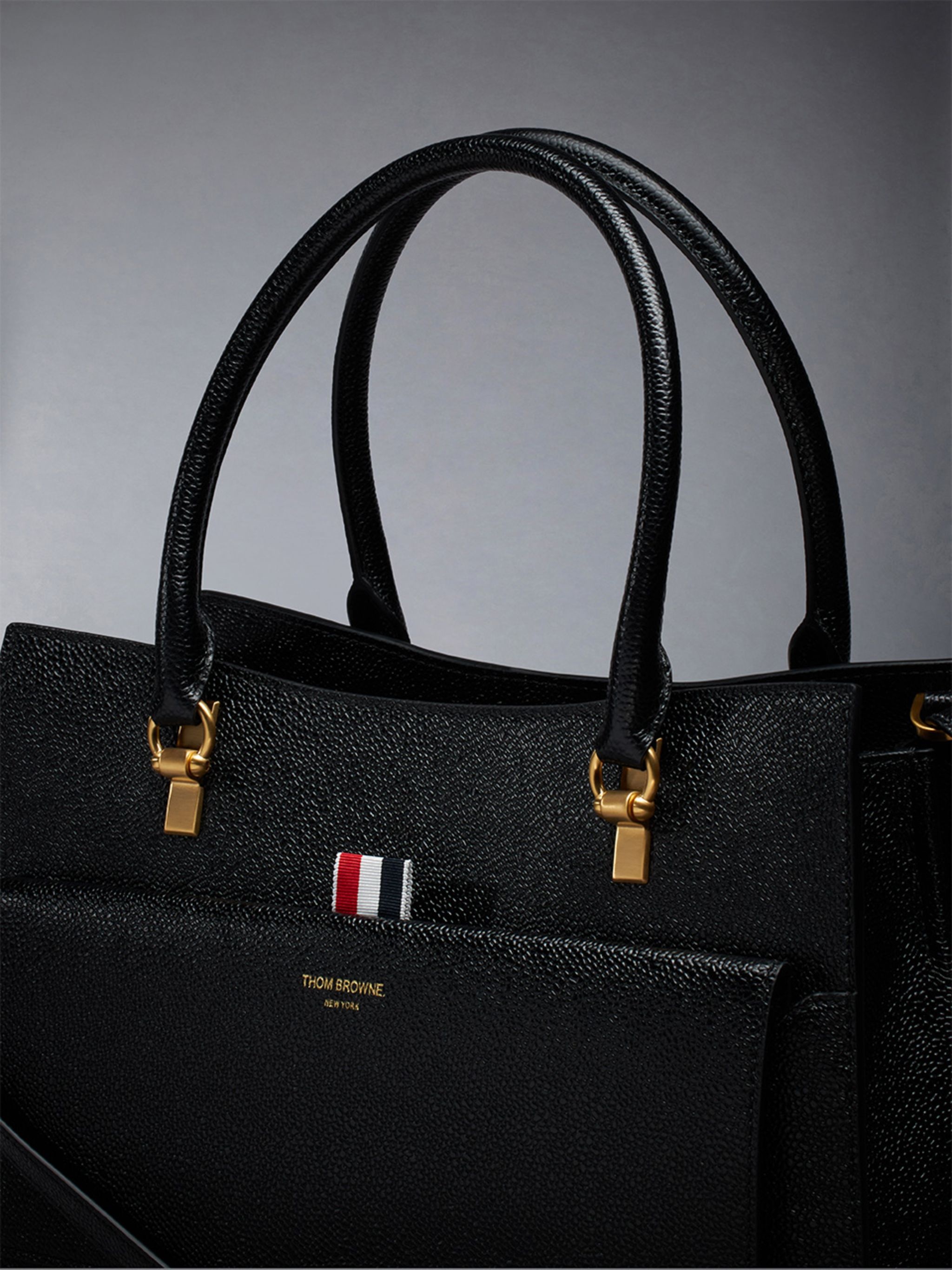 Medium Duet Tote in Pebble Grain Leather - 6
