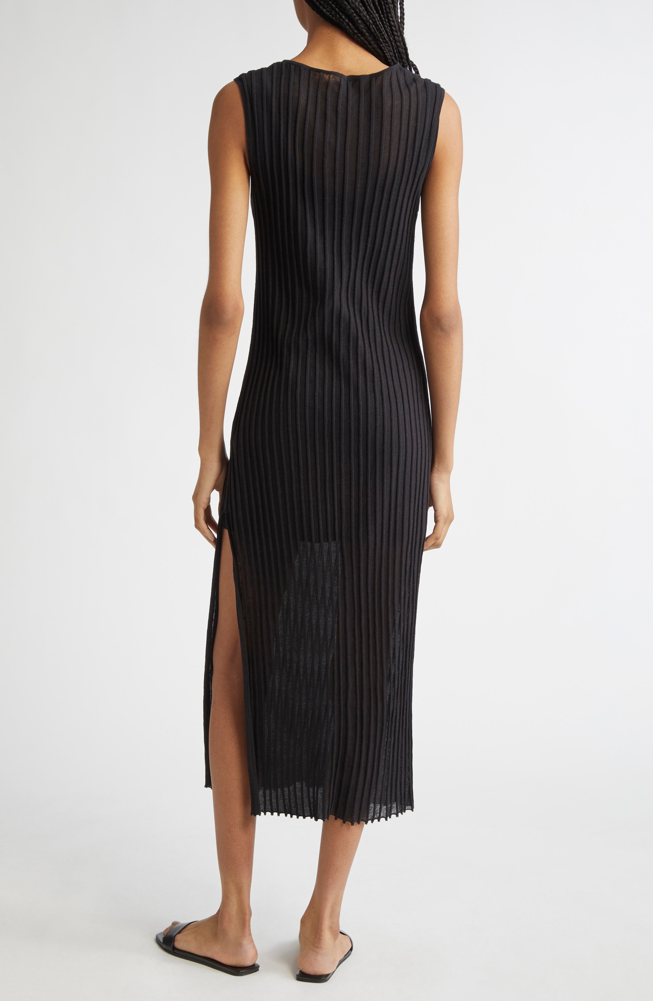 LOULOU DE SAISON Ada Rib Midi Dress in Black at Nordstrom - 2
