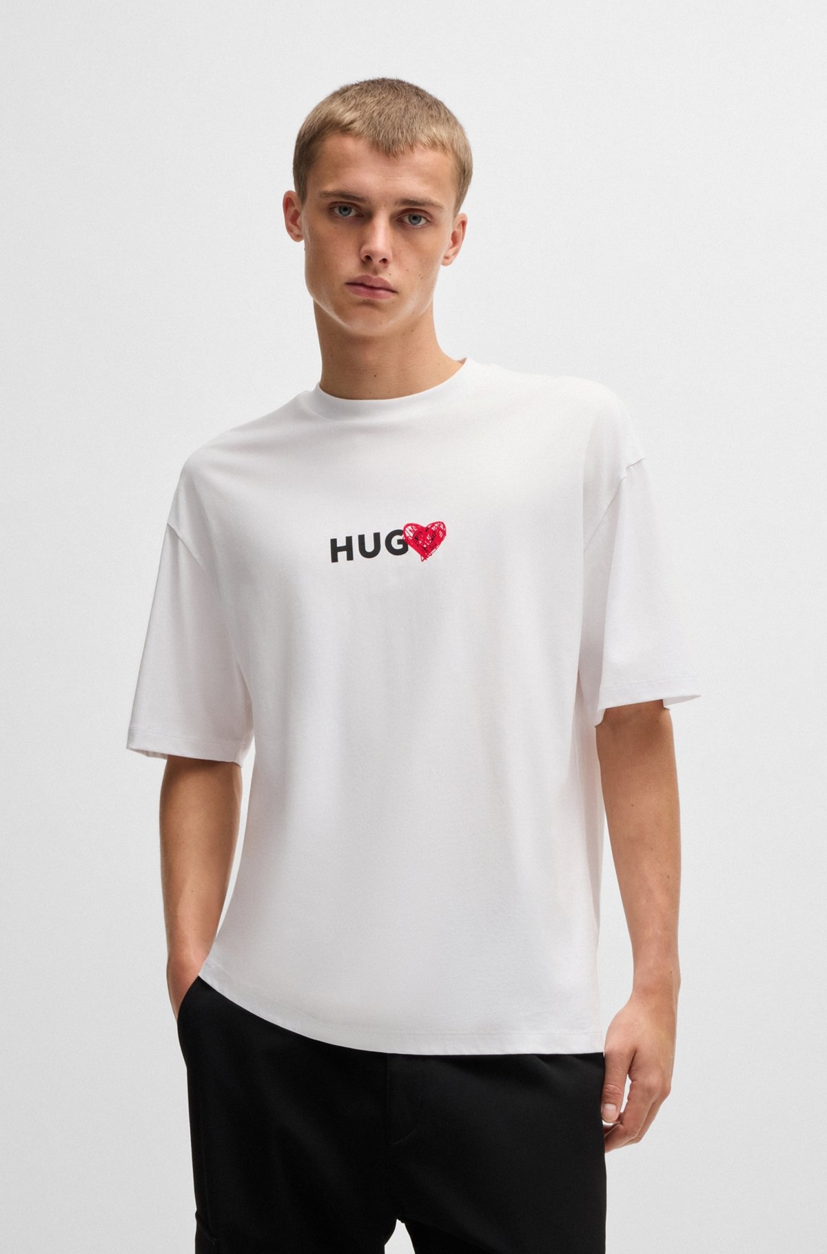 COTTON-JERSEY T-SHIRT WITH HEART ARTWORK - 2