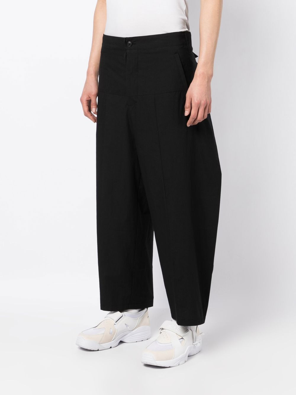 cotton wide-leg trousers - 3