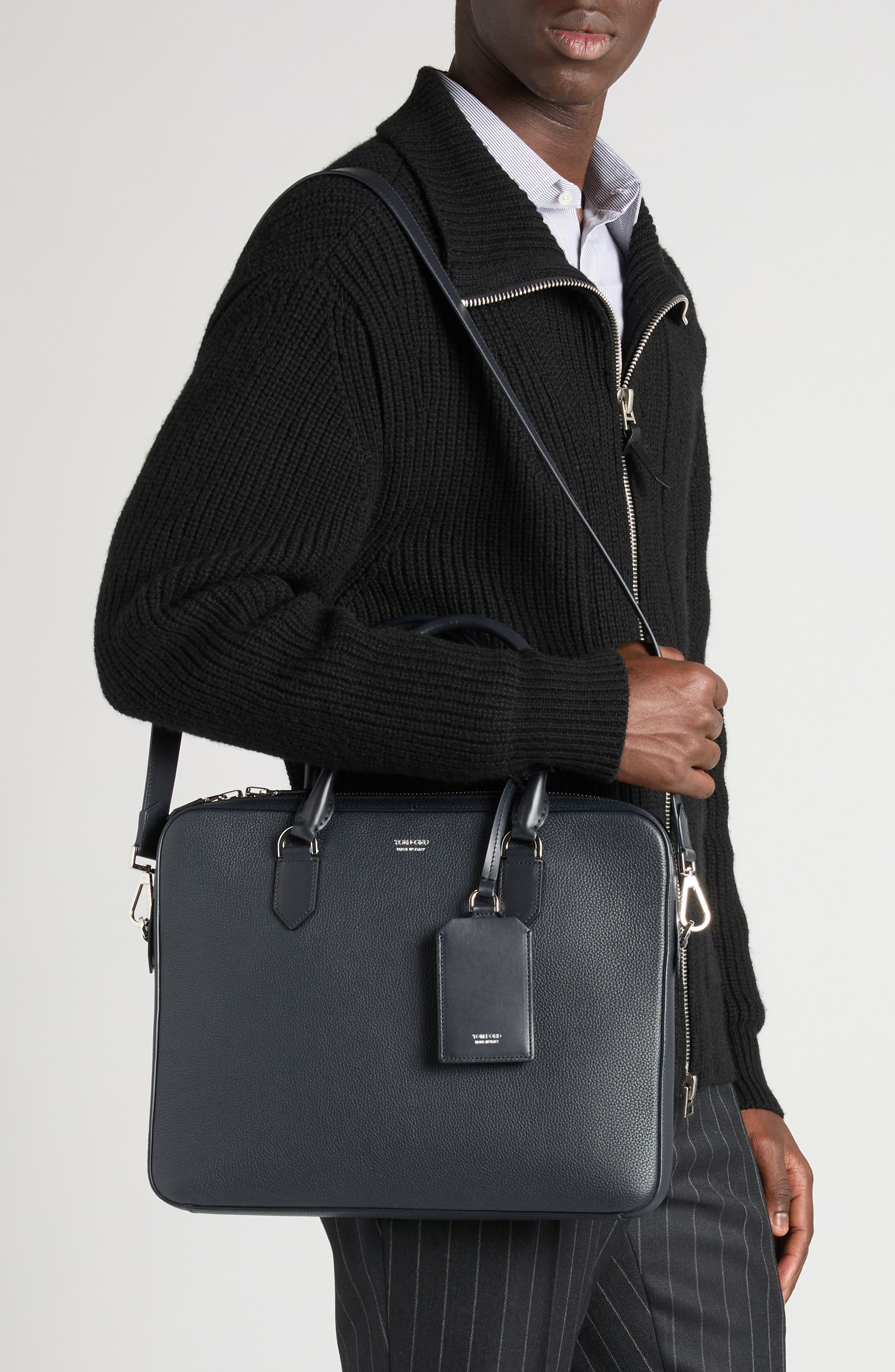 TOM FORD Elliot City Grained Leather Briefcase in Black at Nordstrom - 8