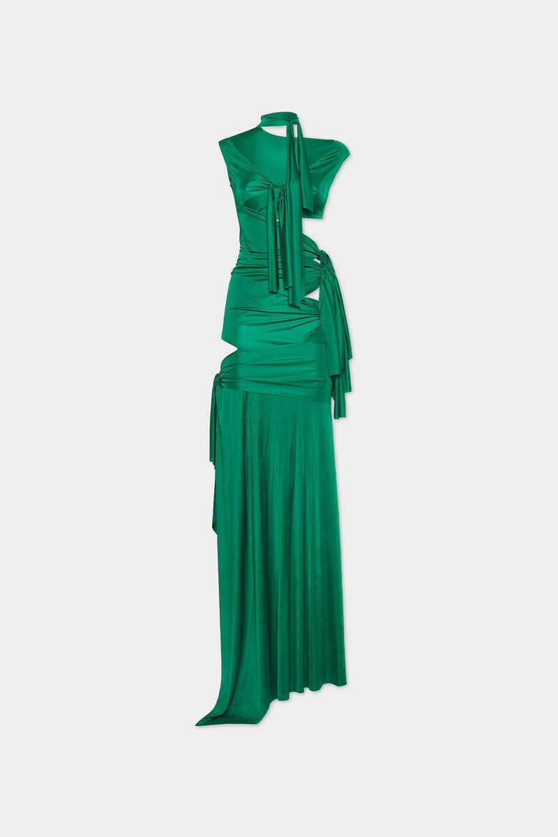 SHINY VISCOSE JERSEY LONG DRESS 1