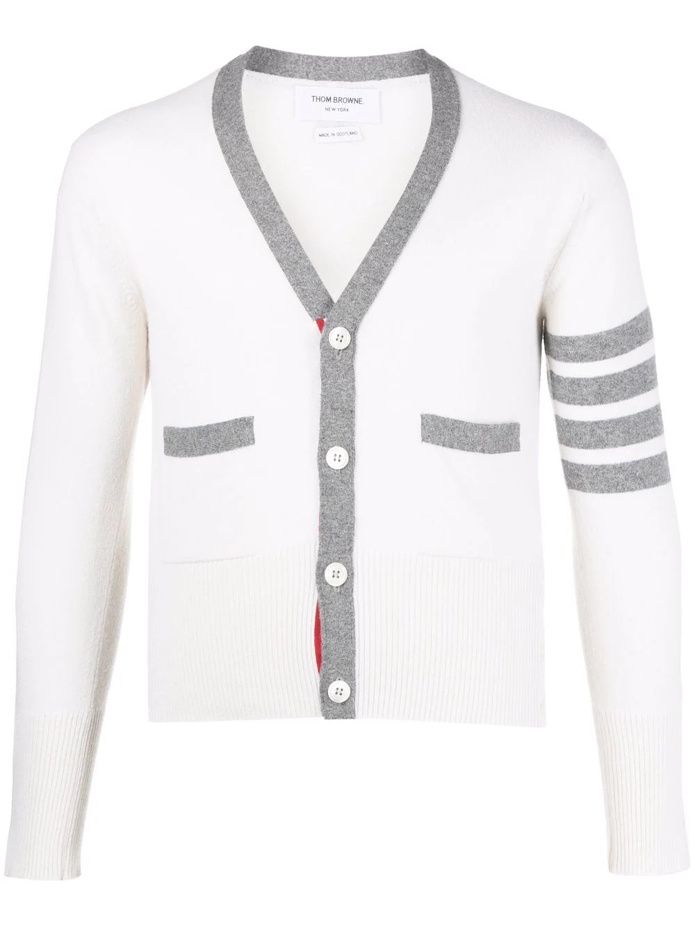 4-Bar stripe cashmere cardigan - 1