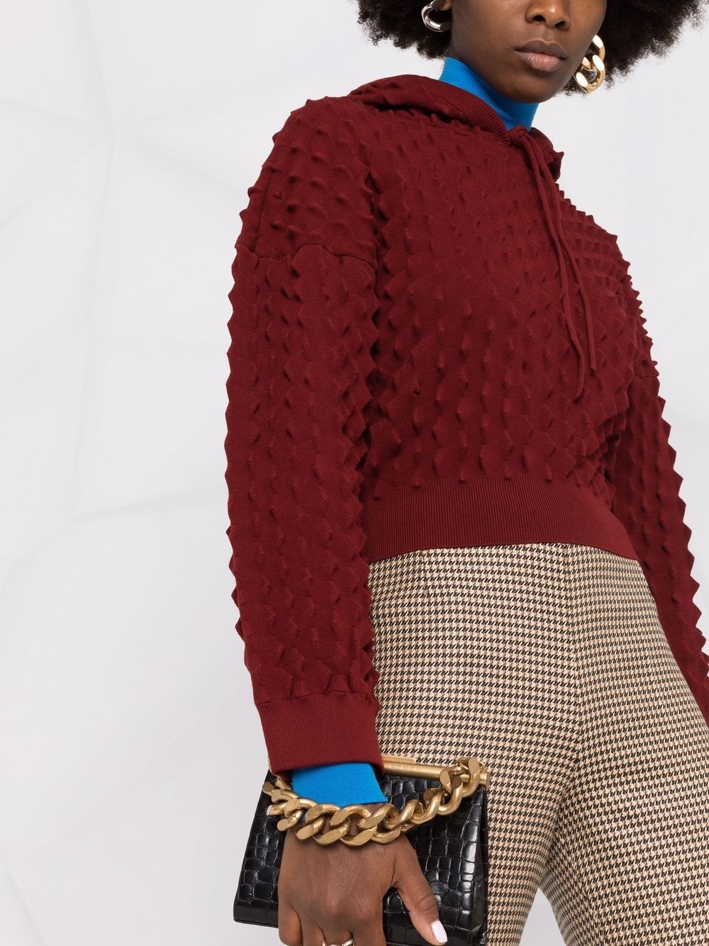 knitted drawstring hoodie - 3