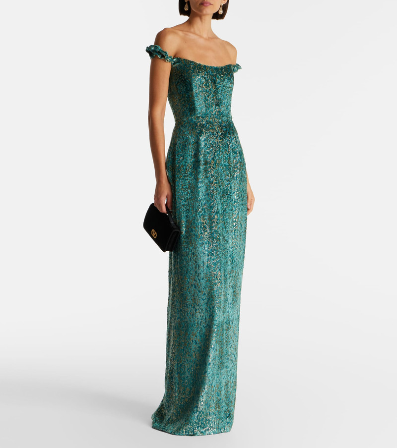 markarian Yolanda off-shoulder brocade gown outlook