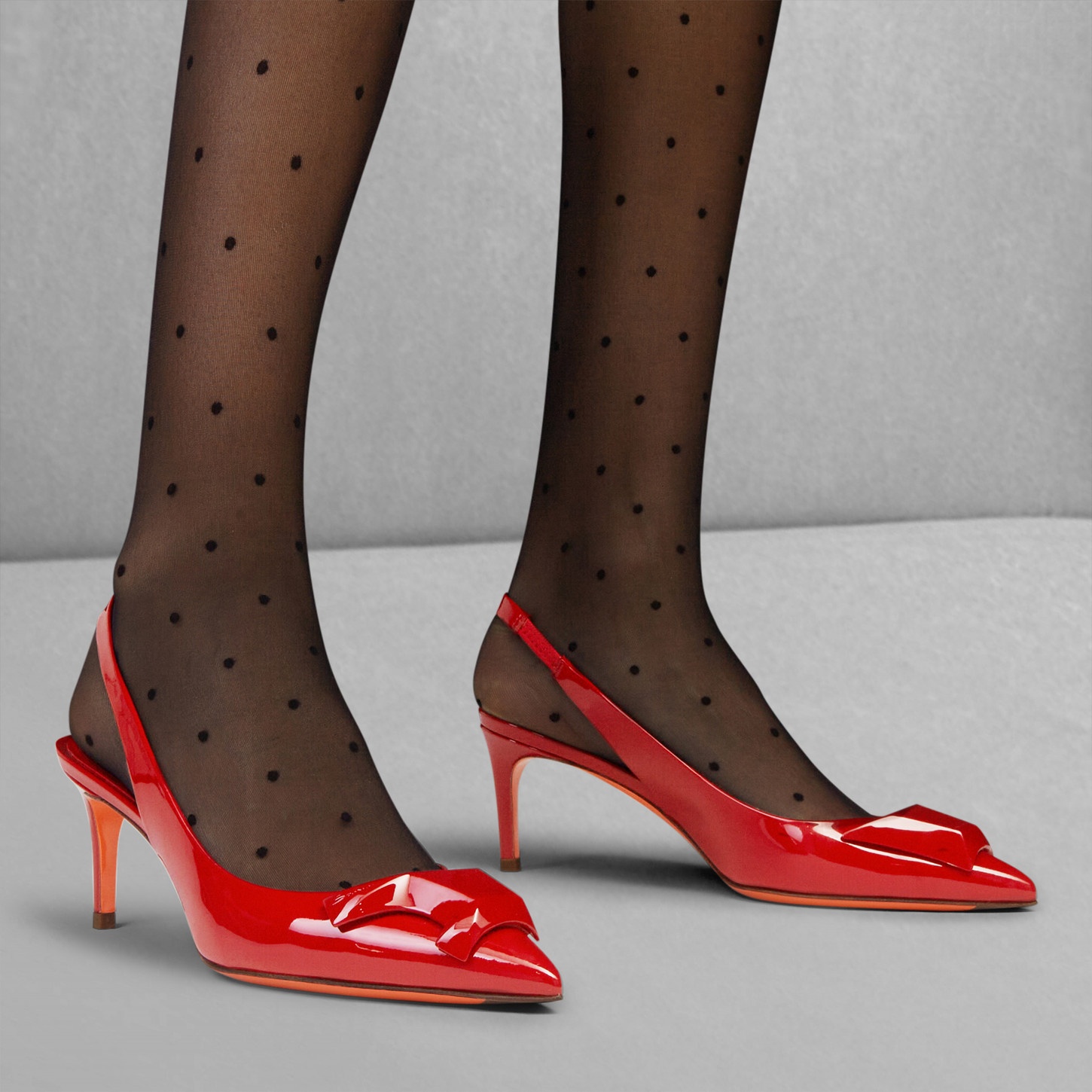 Women's red patent leather mid-heel Santoni Sibille pump - 2