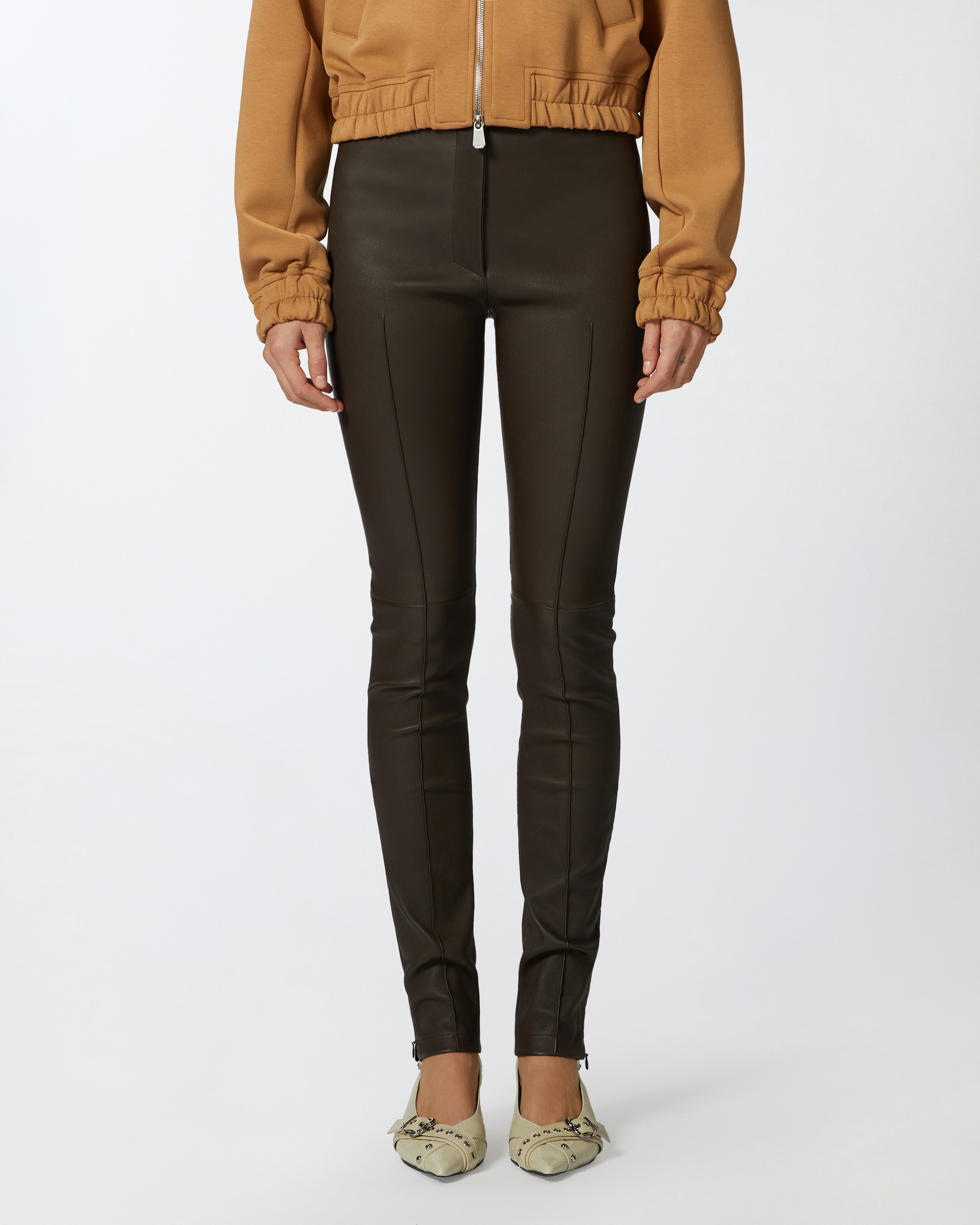 FITTED NAPPA LEATHER TROUSERS WITH ZIP AT THE BOTTOM - 3