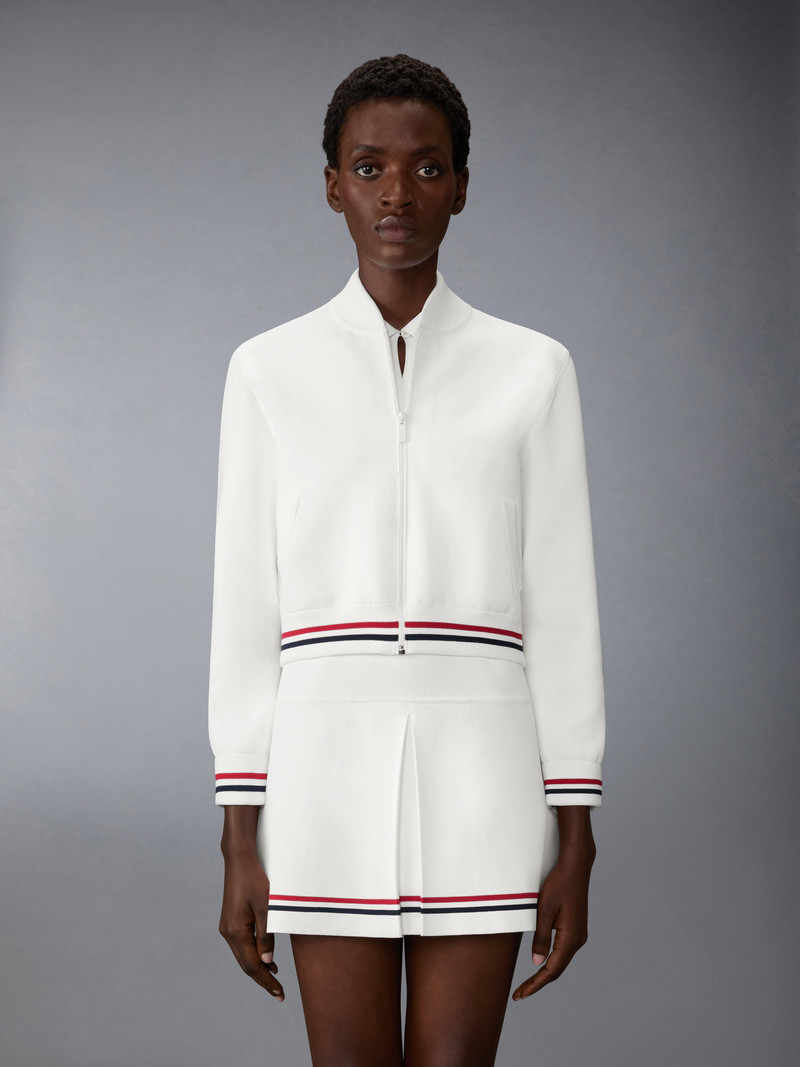 Thom Browne MILANO STITCH RWB STRIPE BOMBER JACKET outlook