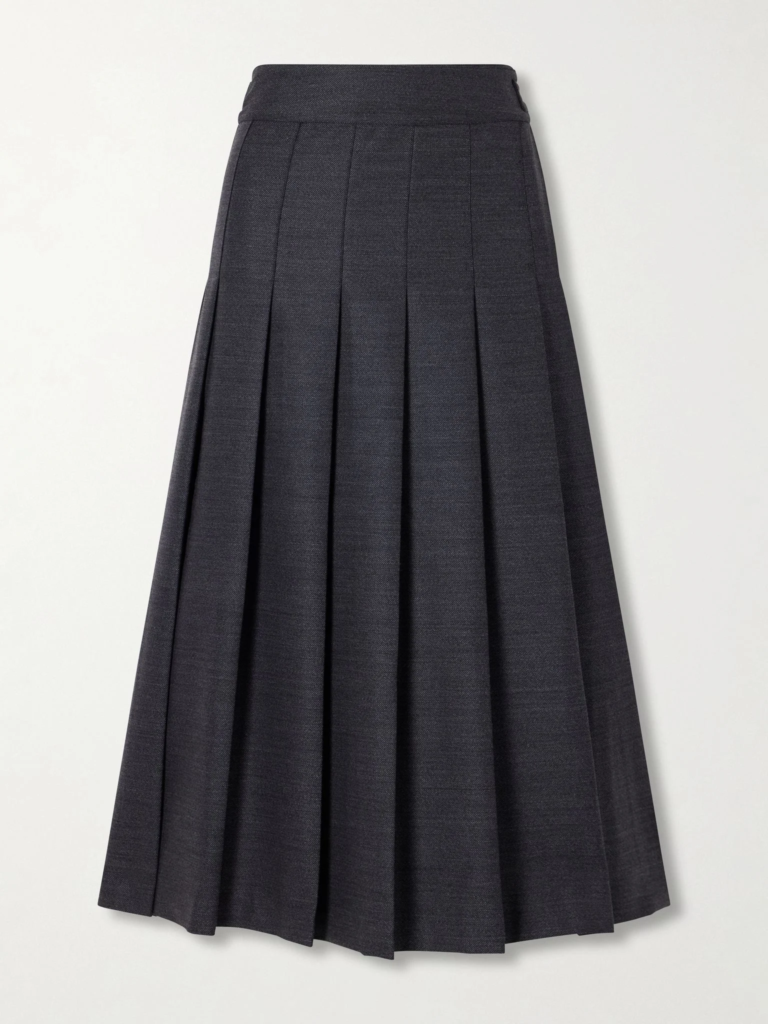 Pleated wool-blend midi skirt Gray - 1