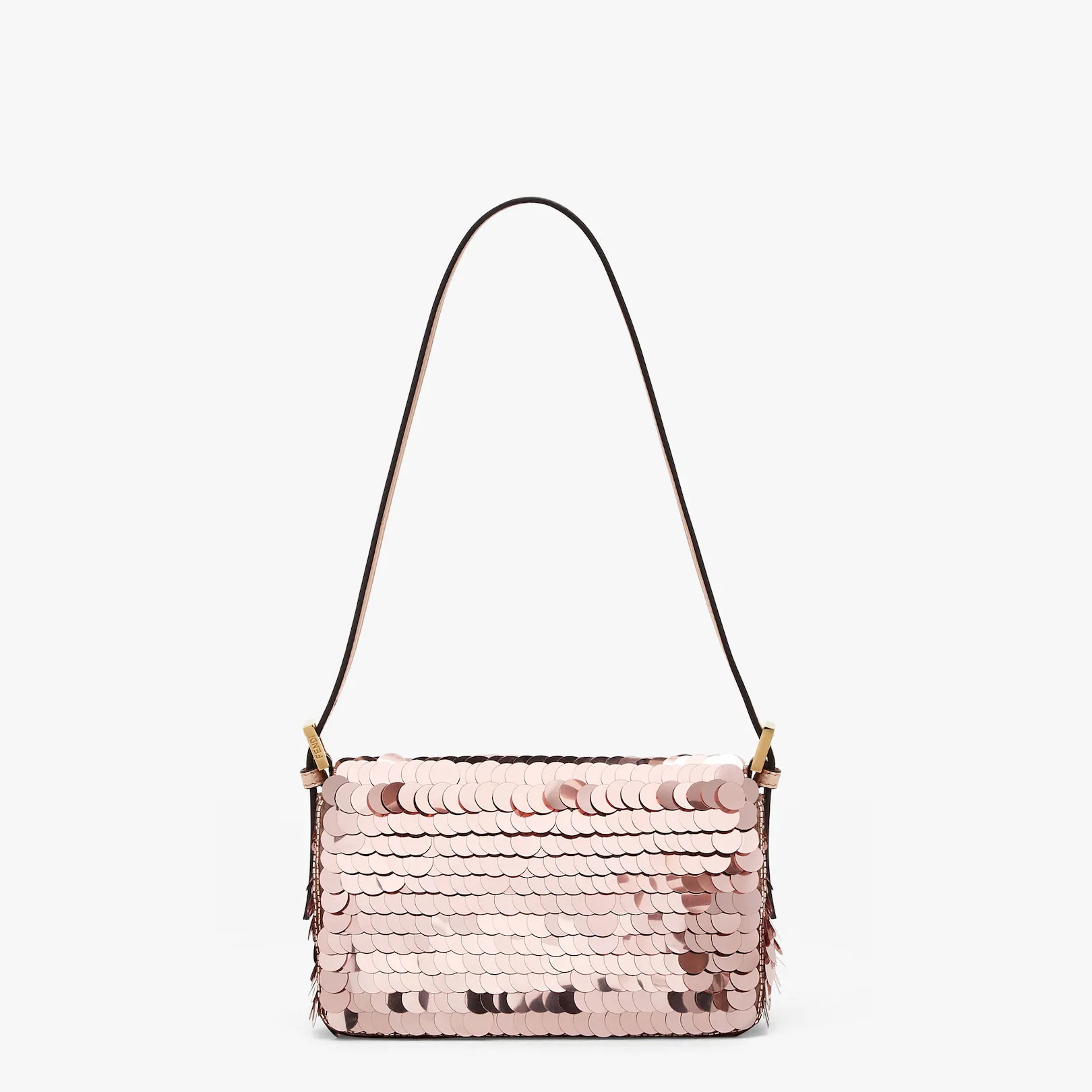 Small 1997 Baguette bag with all-over pink metallic sequin embroidery, embellished with an FF clasp. - 3