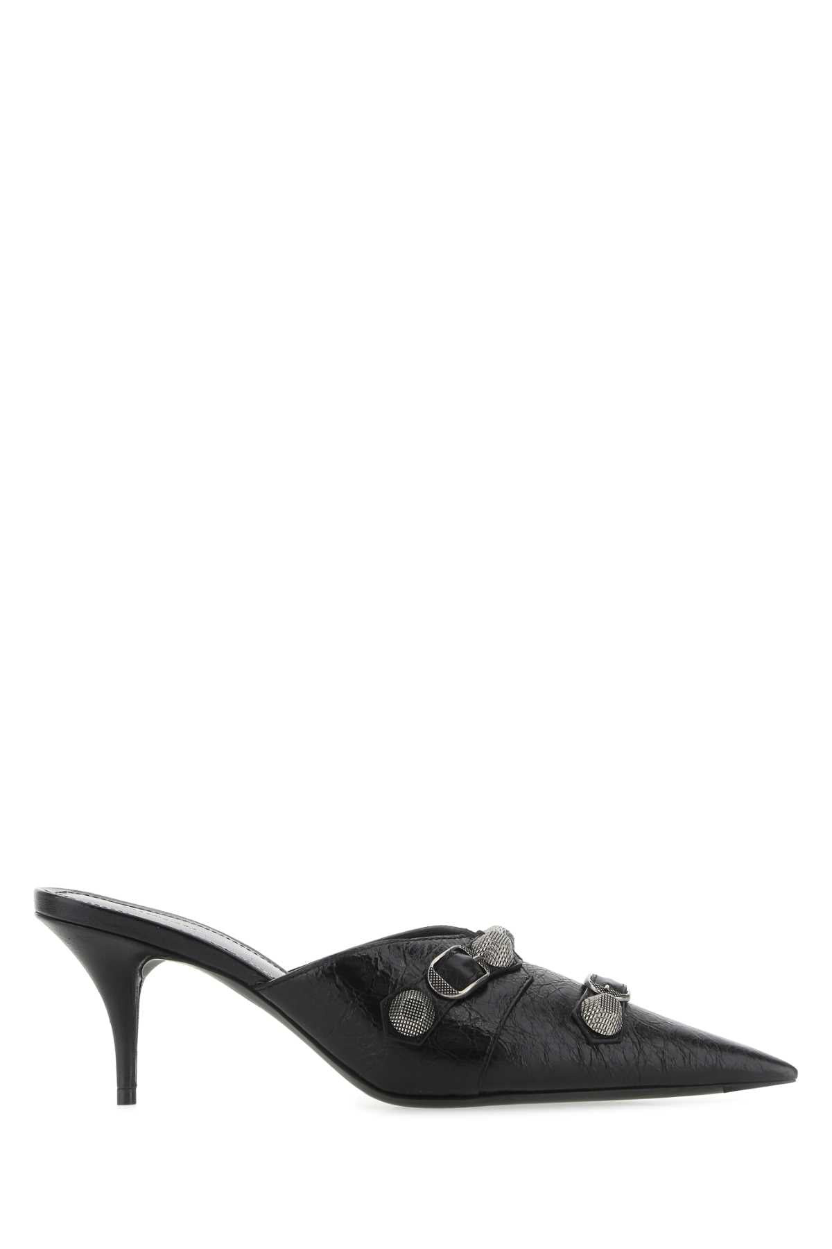 Balenciaga Women Black Leather Cagole Mules - 1