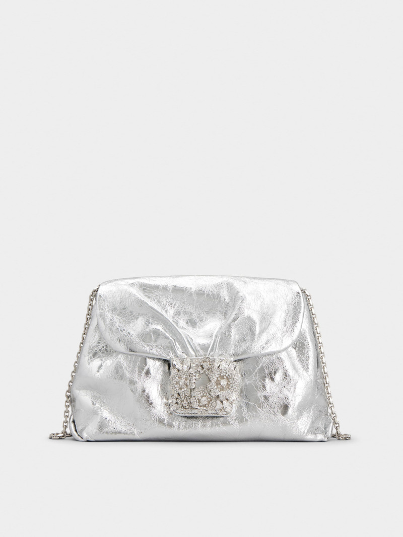 Drapé Bouquet Strass Buckle Mini Bag in Leather 1