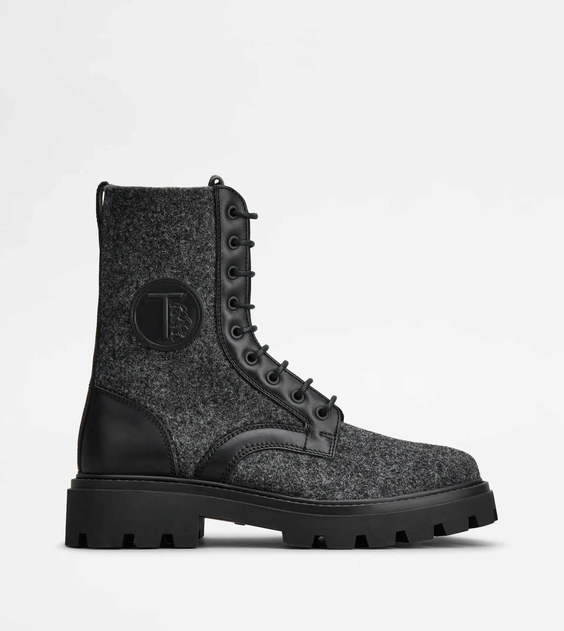 BOOTS IN FELT AND LEATHER - GREY, BLACK - 1