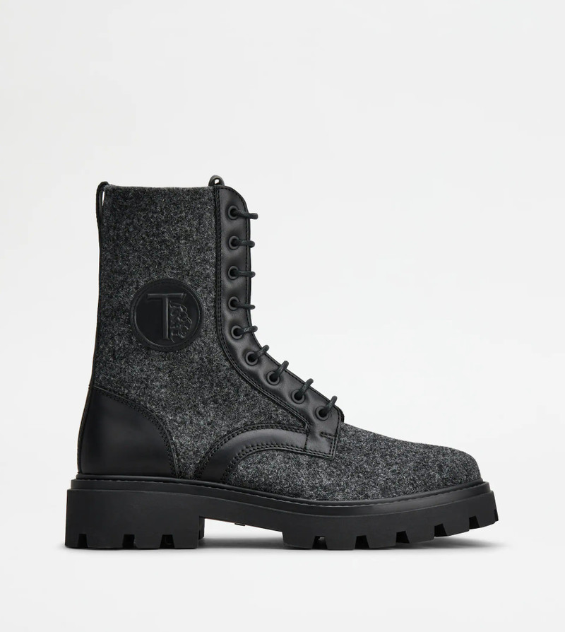 BOOTS IN FELT AND LEATHER - GREY, BLACK 1