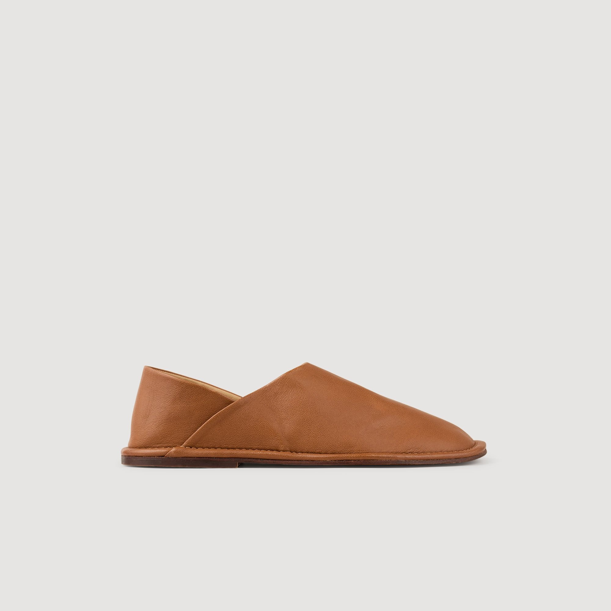 GRAINED LEATHER SLIPPERS - 5