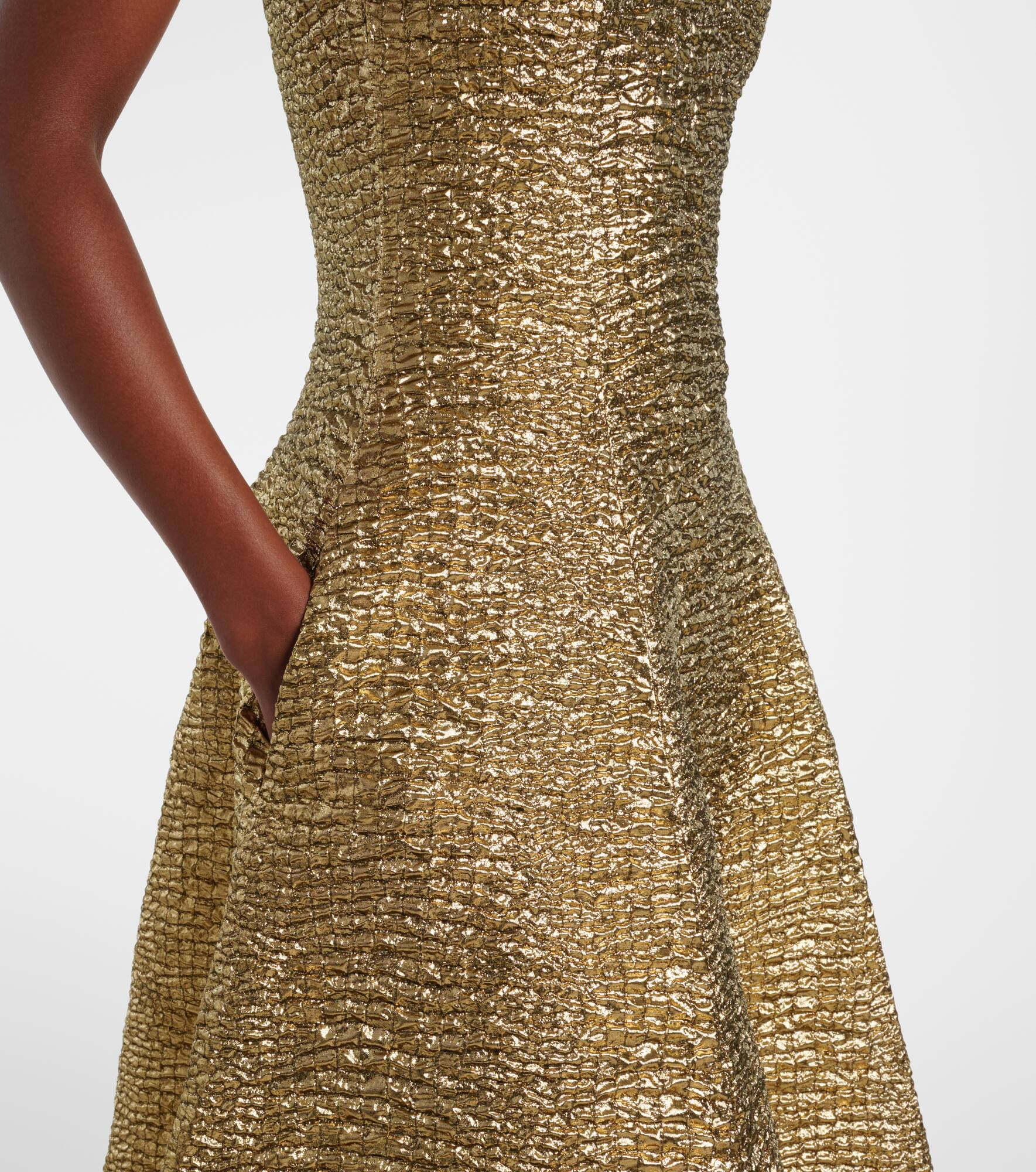 Mara metallic-effect seersucker midi dress - 5