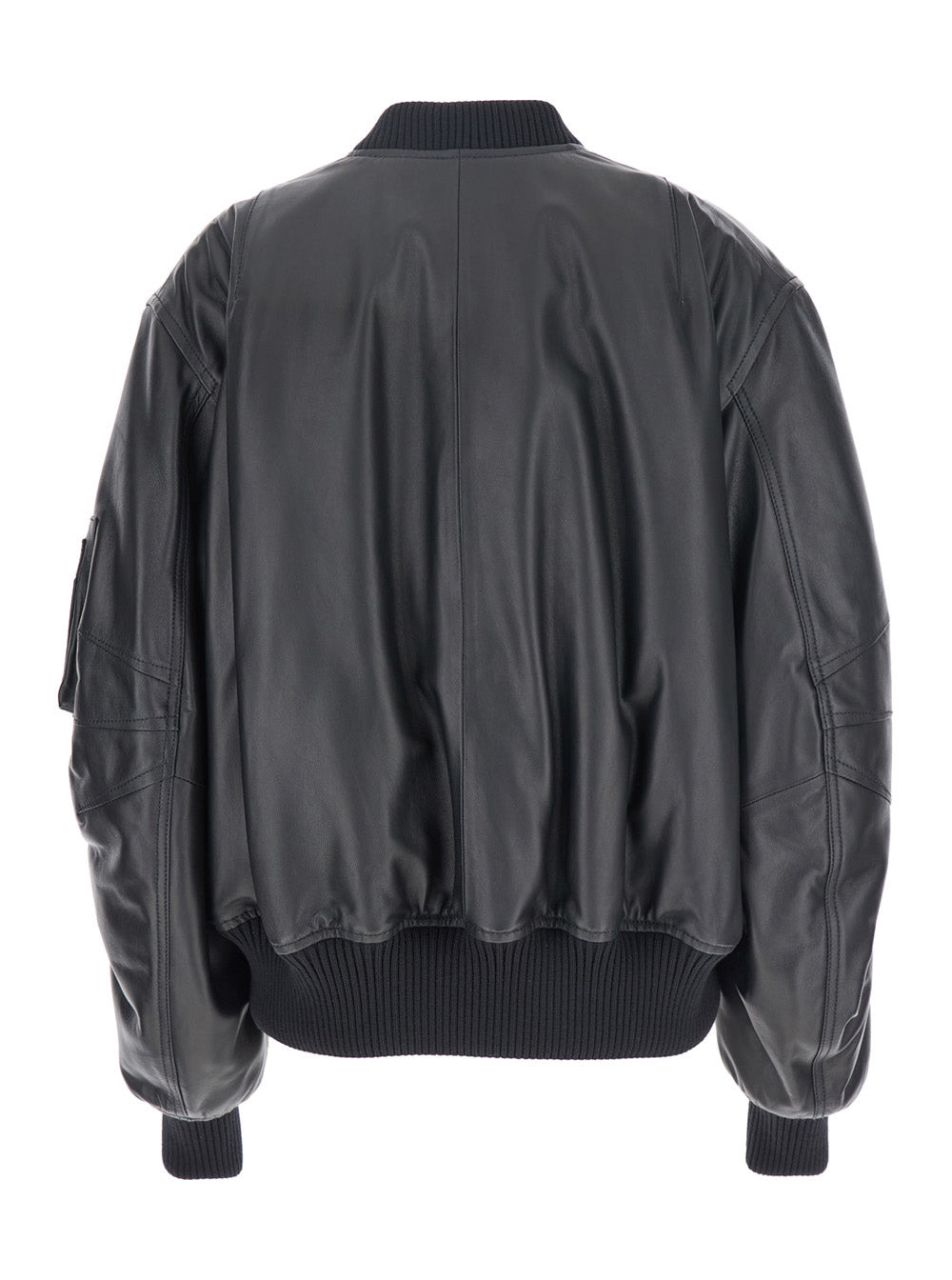 The Attico Women Black Bomber Jacket With Zip Closure In Leather Woman - 2