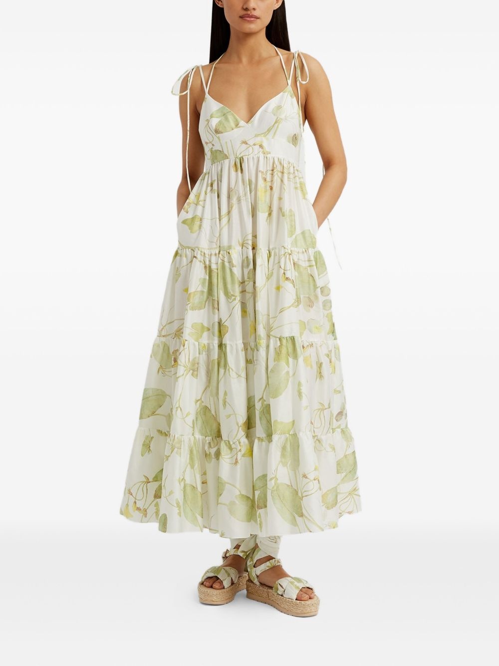 leaf-print maxi dress - 3