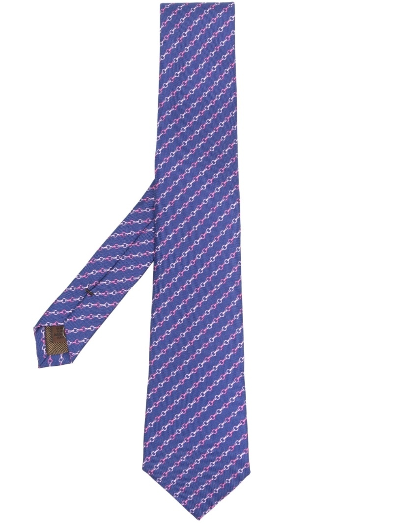graphic-print silk tie - 1