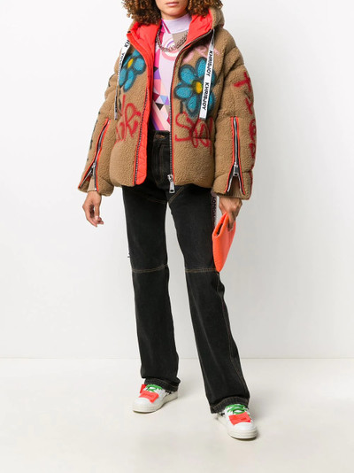 Khrisjoy graffiti-print faux-shearling puffer jacket outlook