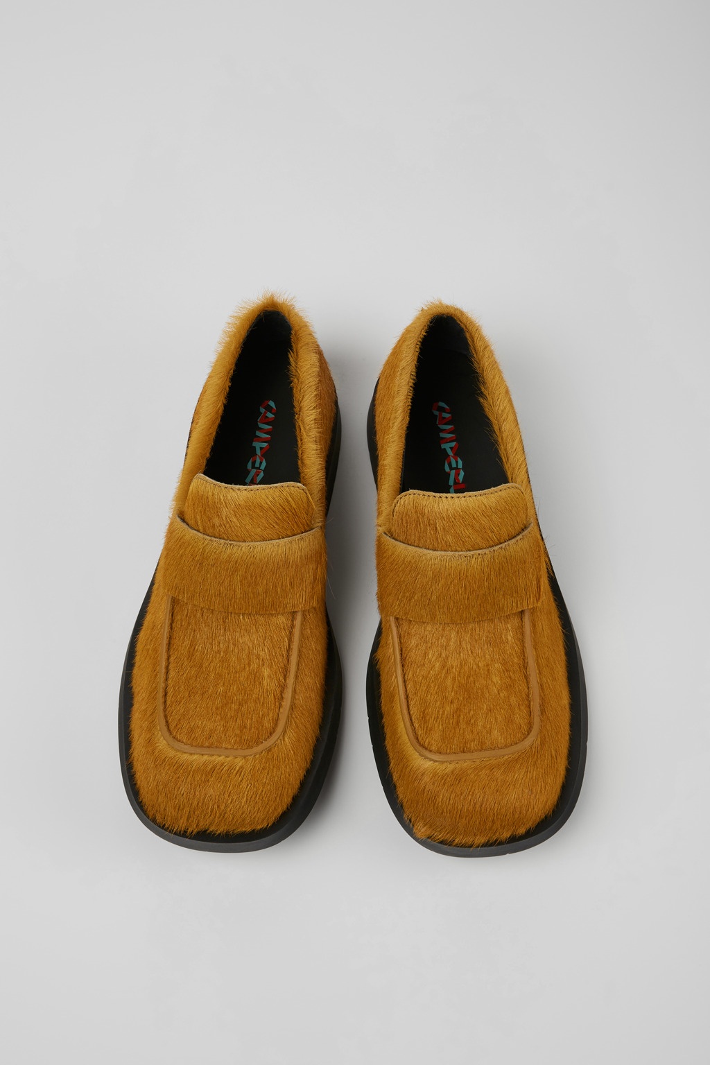 Dark yellow long calf hair leather loafers - 4