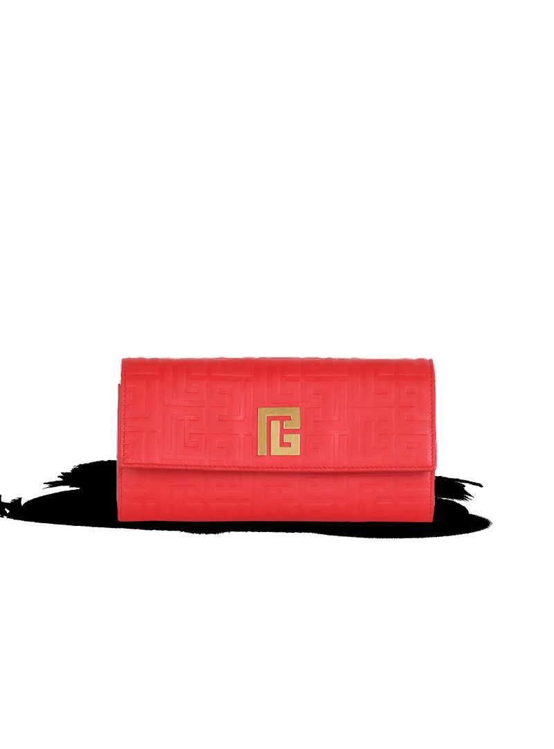 Debossed leather chain 1945 wallet with Balmain monogram 1