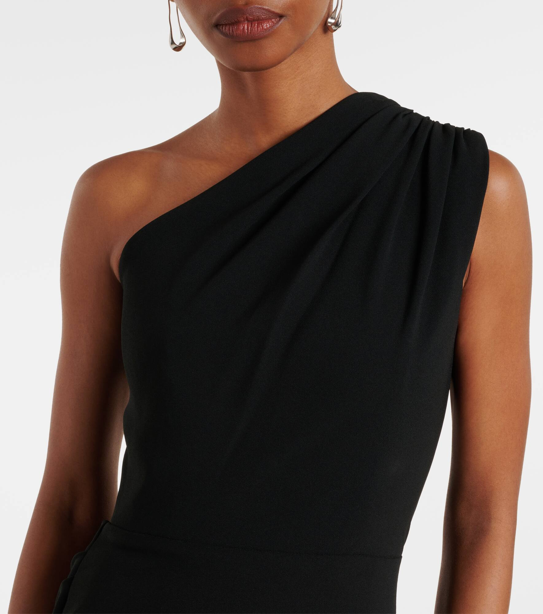 Draped one-shoulder crêpe gown - 4