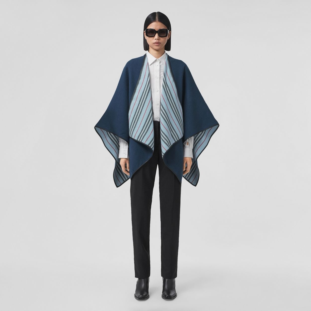 Reversible Icon Stripe Wool Cape - 1