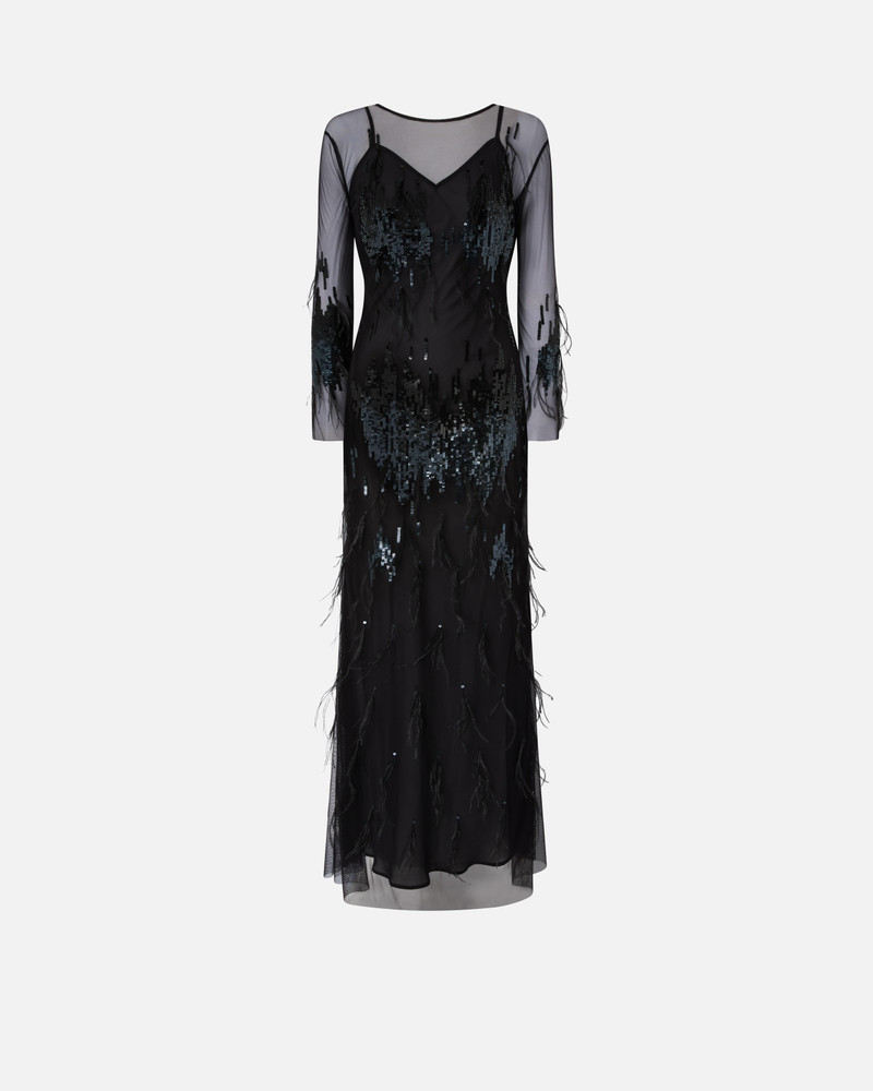 DRESS WITH SEQUINS AND FEATHERS 1