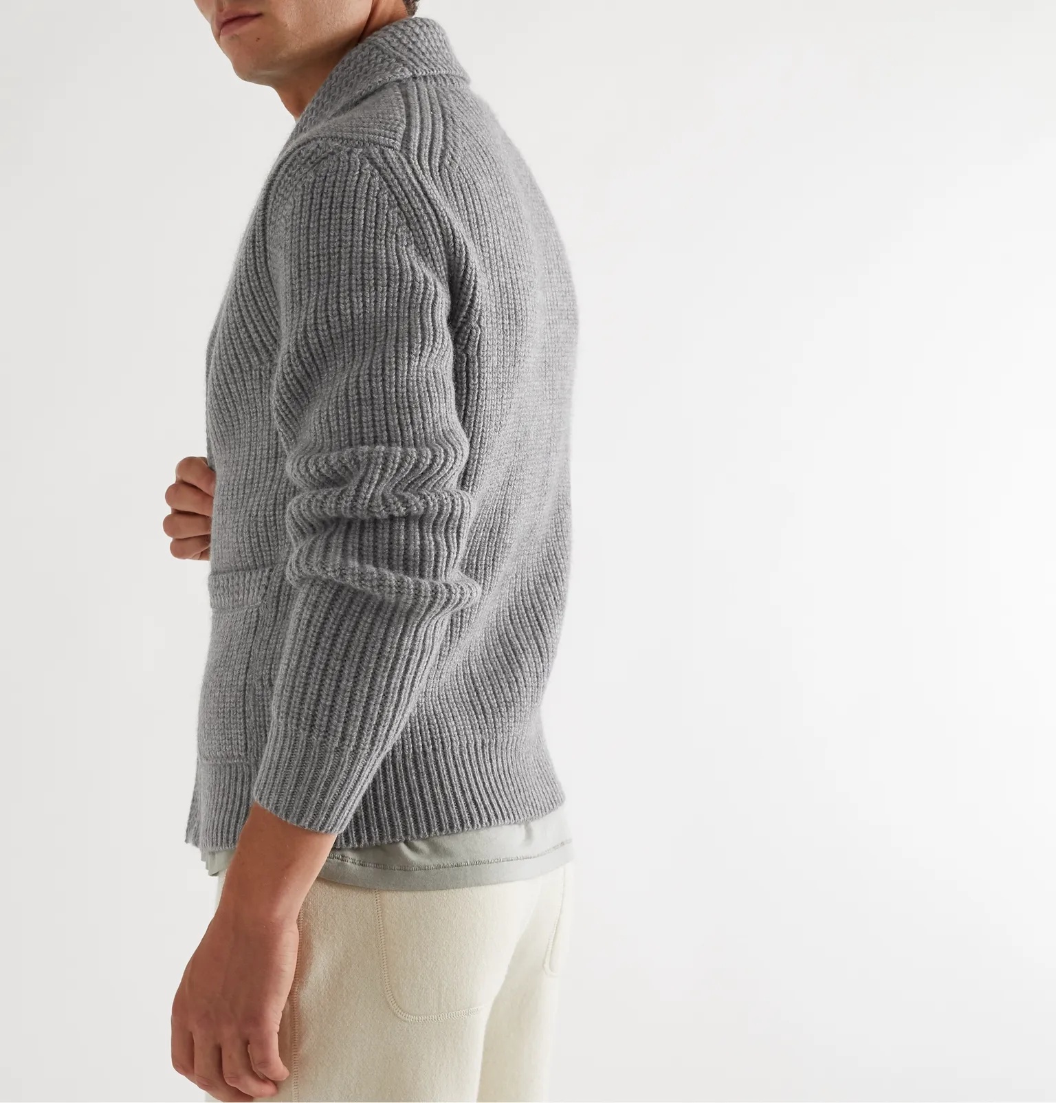 Slim-Fit Shawl-Collar Ribbed Cashmere and Mohair-Blend Cardigan - 4