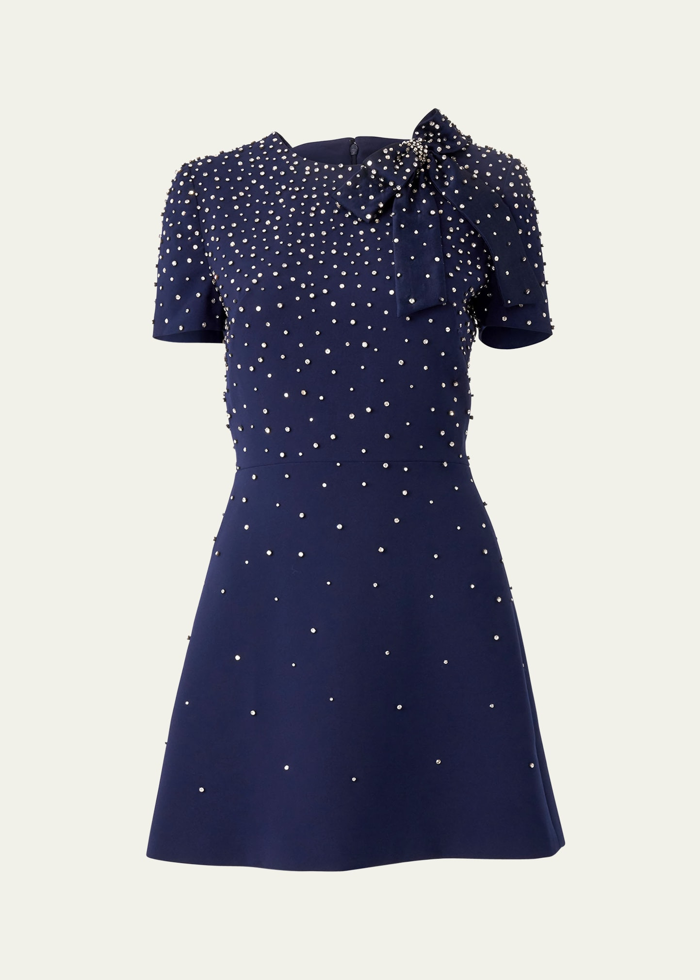 Crystal Bow Short-Sleeve Mini Dress - 1