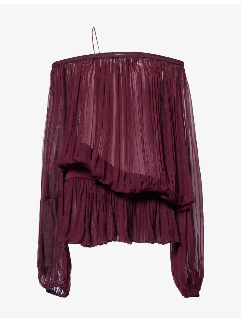 Ruched Off-Shoulder Silk Mini Dress 1