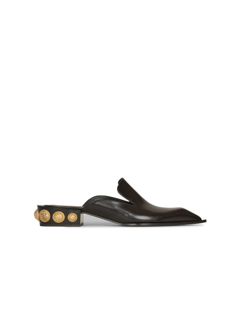 Shiny  leather Coin mule loafers 1