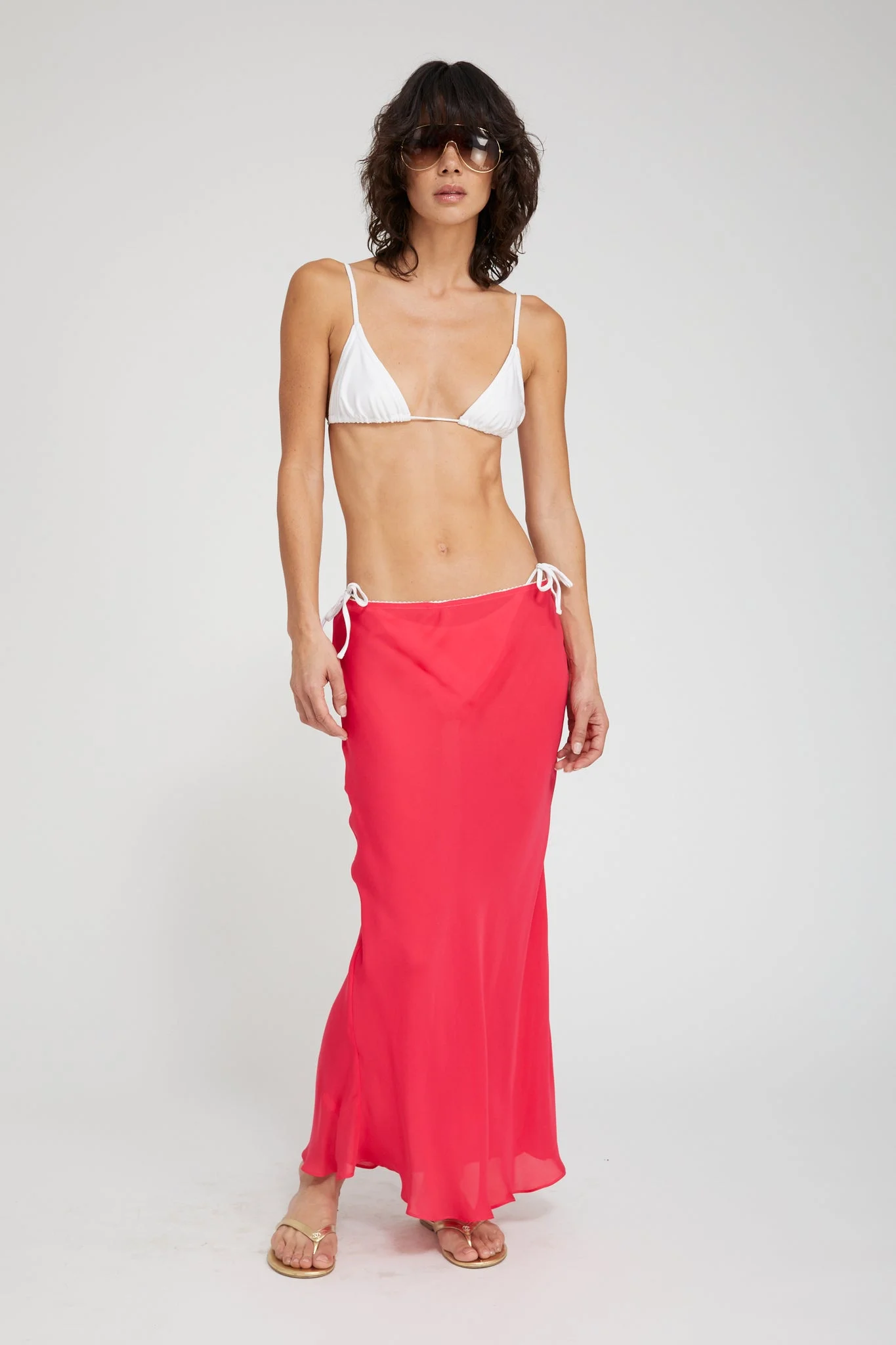 LARA SILK CHIFFON MIDI SKIRT - 1