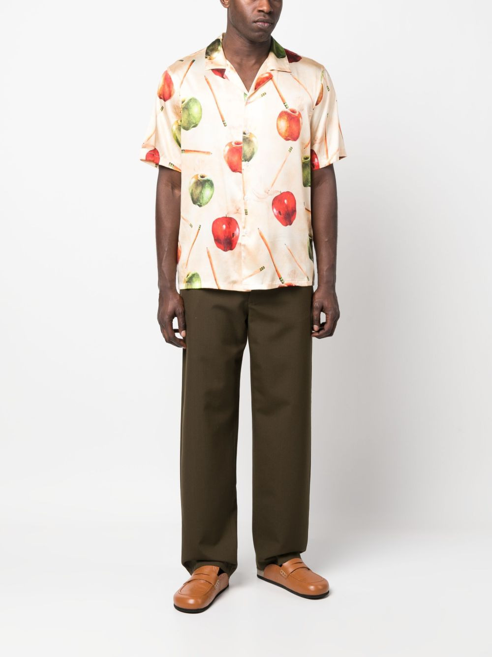 apple-motif silk shirt - 2