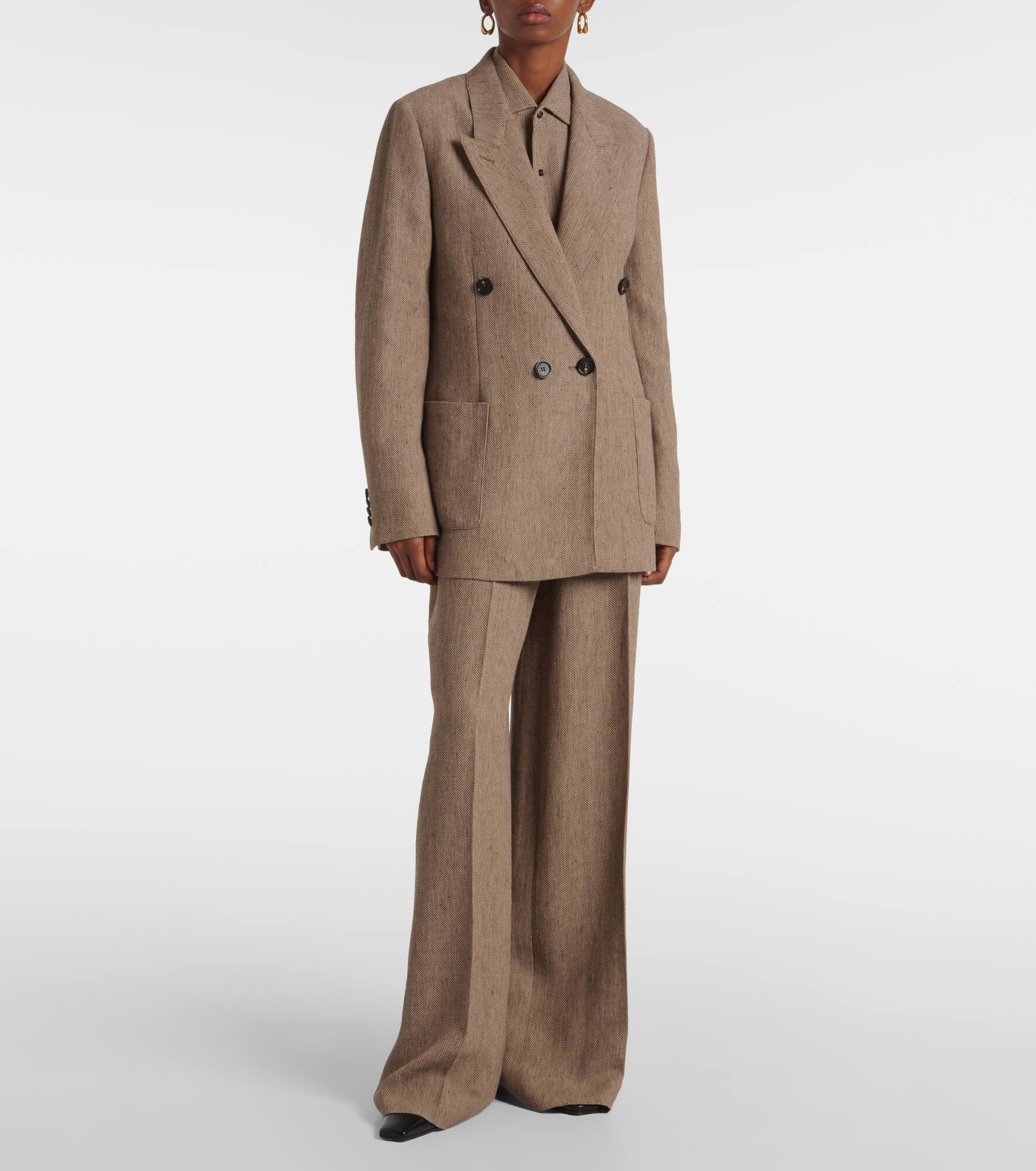 Genny chevron linen crêpe blazer - 6