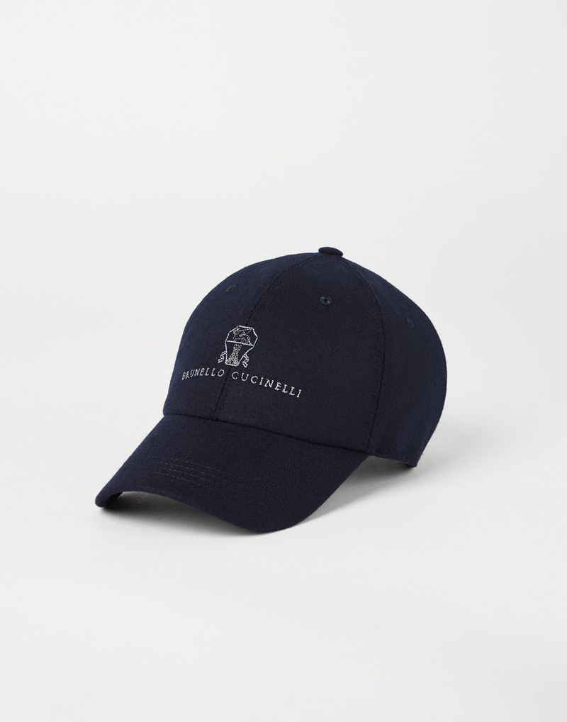 Virgin wool flannel baseball cap with embroidery - 1
