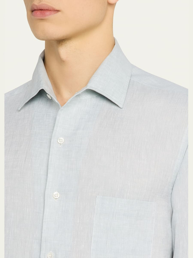 Loro Piana Men's Andre Long-Sleeve Linen Shirt outlook
