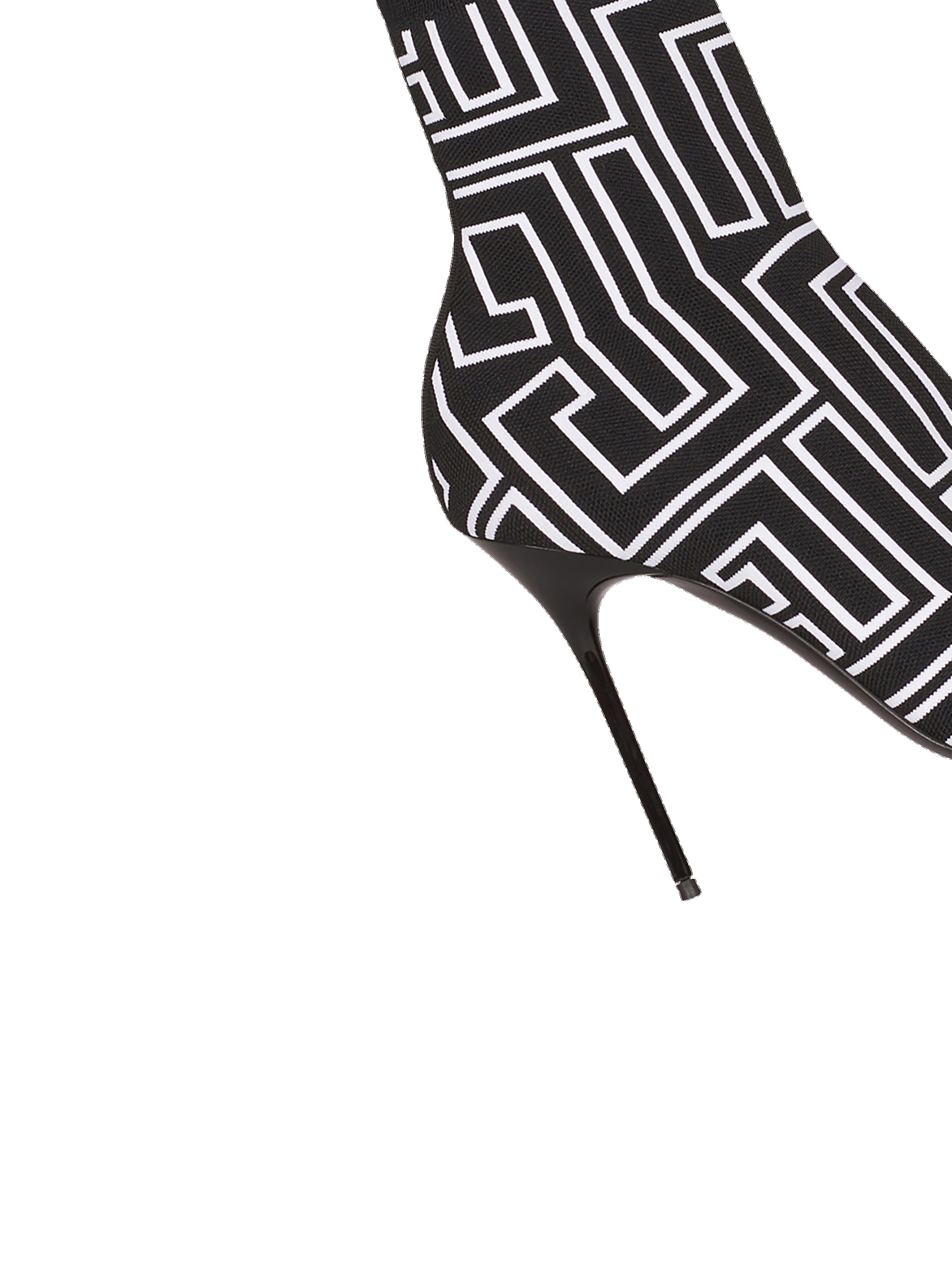 Bicolor stretch knit Skye ankle boots with Balmain monogram - 6